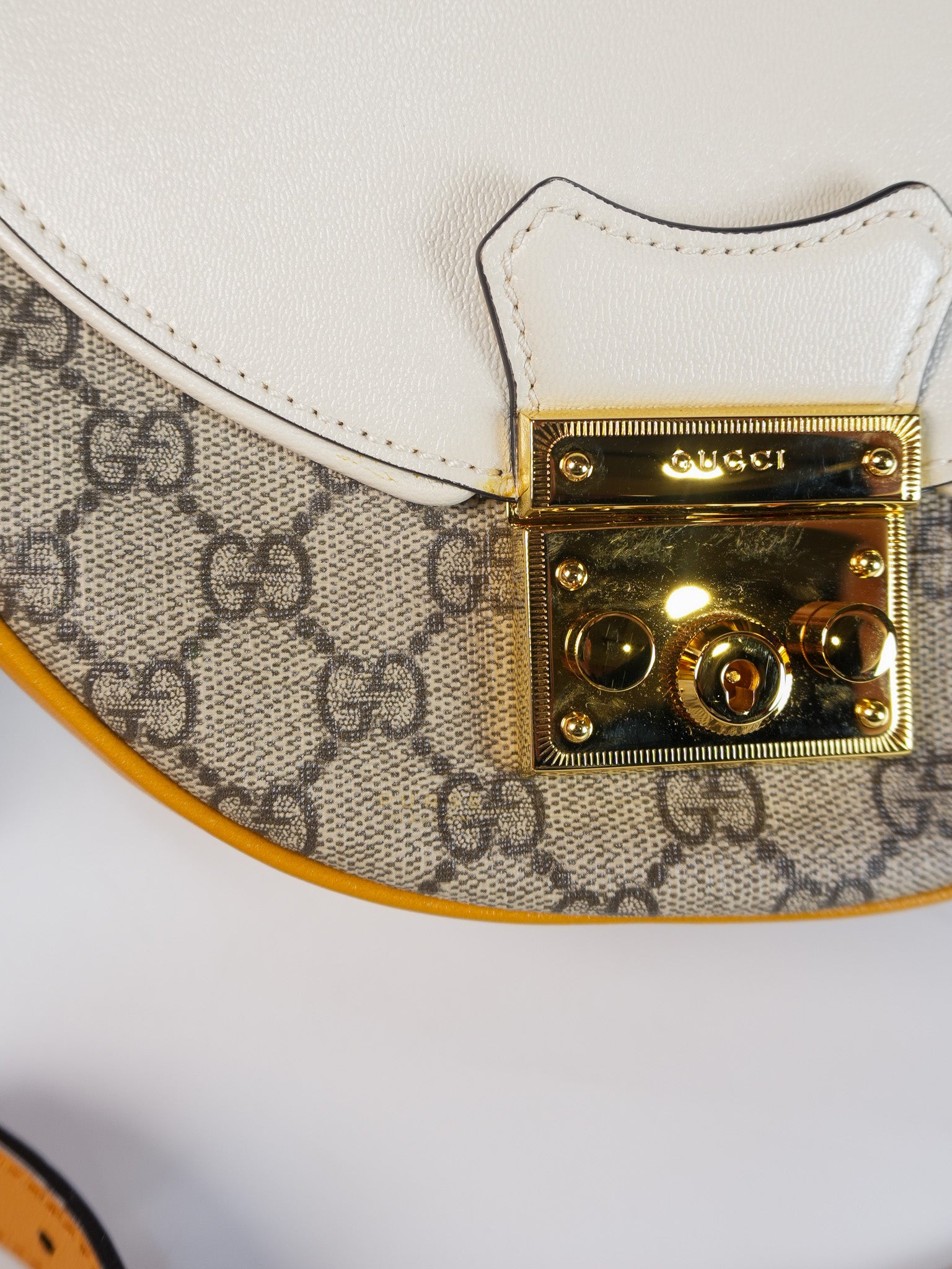 Padlock Saddle Monogram Canvas in Beige Mystic & Off White Leather | Purse Maison Luxury Bags Shop