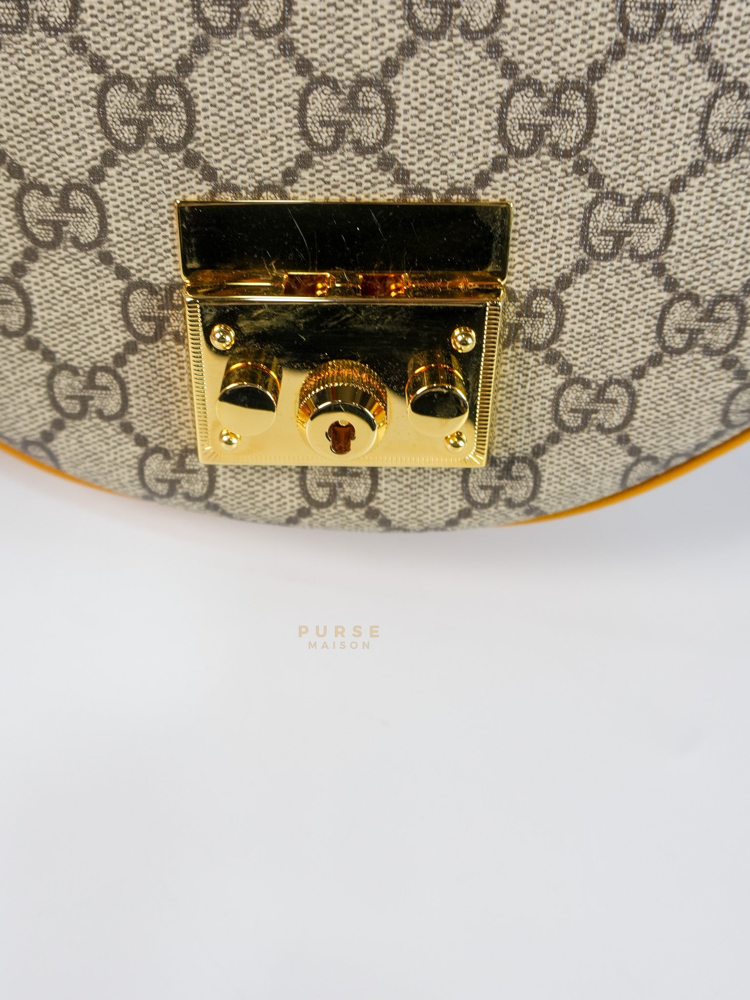 Padlock Saddle Monogram Canvas in Beige Mystic & Off White Leather | Purse Maison Luxury Bags Shop