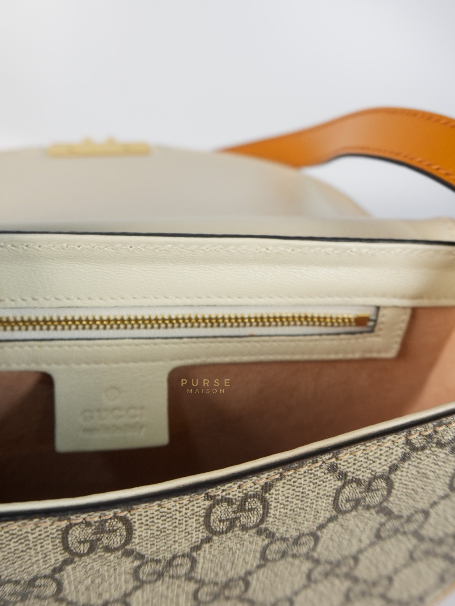 Padlock Saddle Monogram Canvas in Beige Mystic & Off White Leather | Purse Maison Luxury Bags Shop