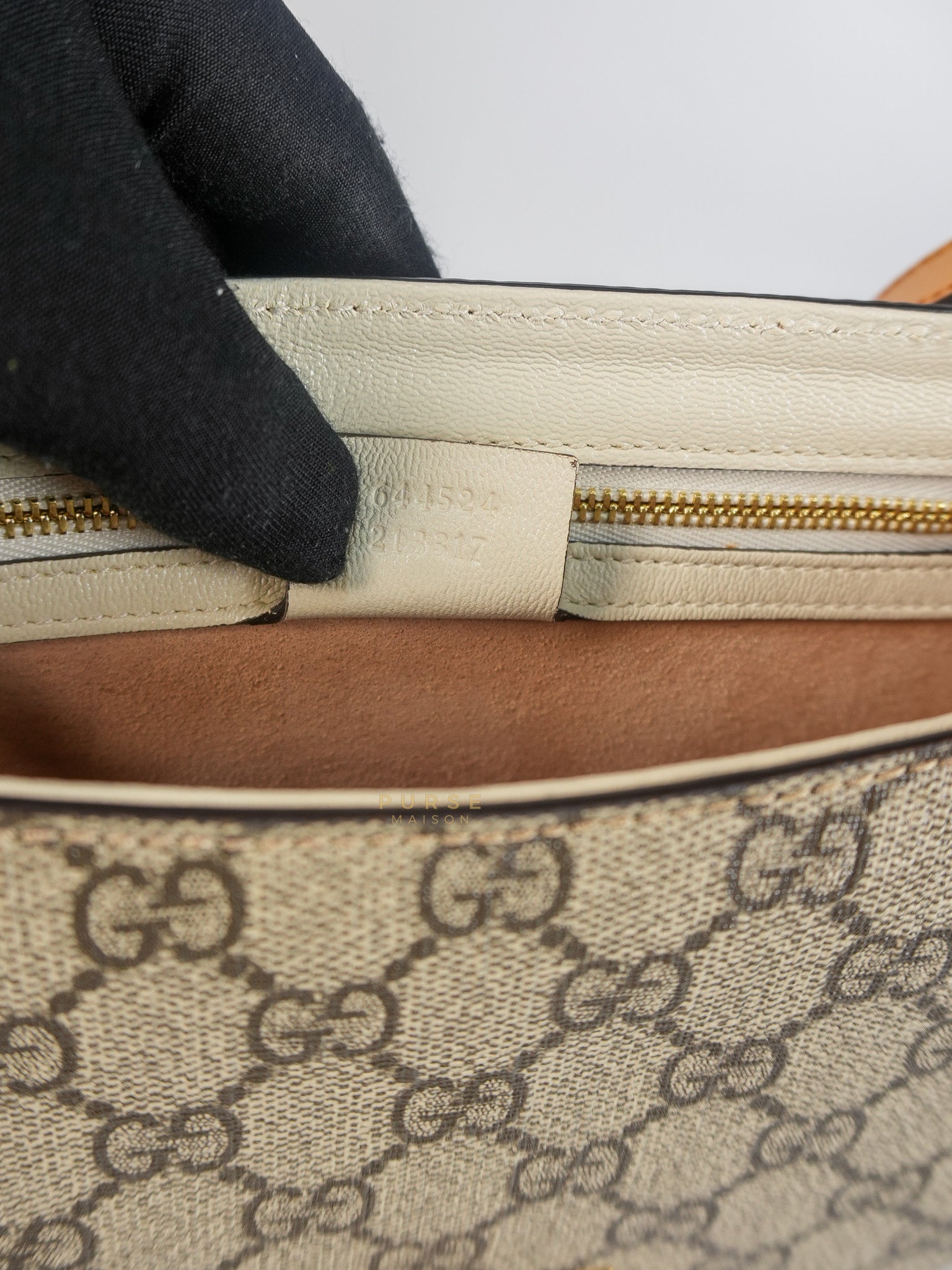 Padlock Saddle Monogram Canvas in Beige Mystic & Off White Leather | Purse Maison Luxury Bags Shop