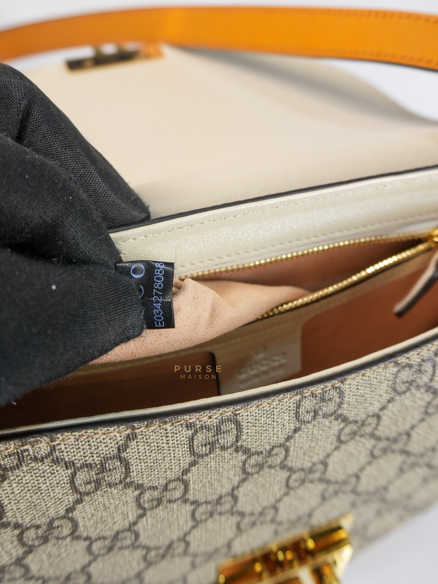 Padlock Saddle Monogram Canvas in Beige Mystic & Off White Leather | Purse Maison Luxury Bags Shop