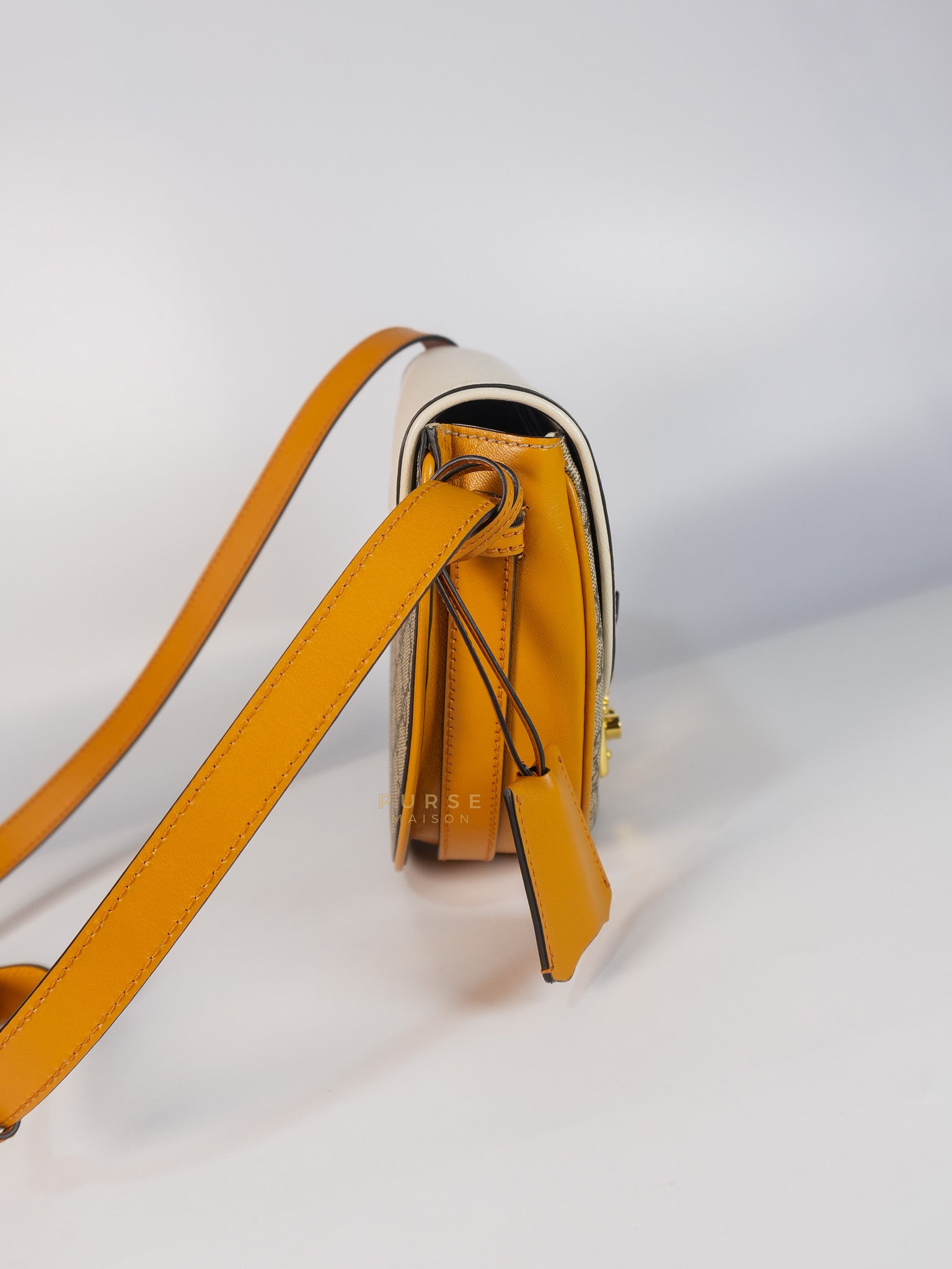 Padlock Saddle Monogram Canvas in Beige Mystic & Off White Leather | Purse Maison Luxury Bags Shop