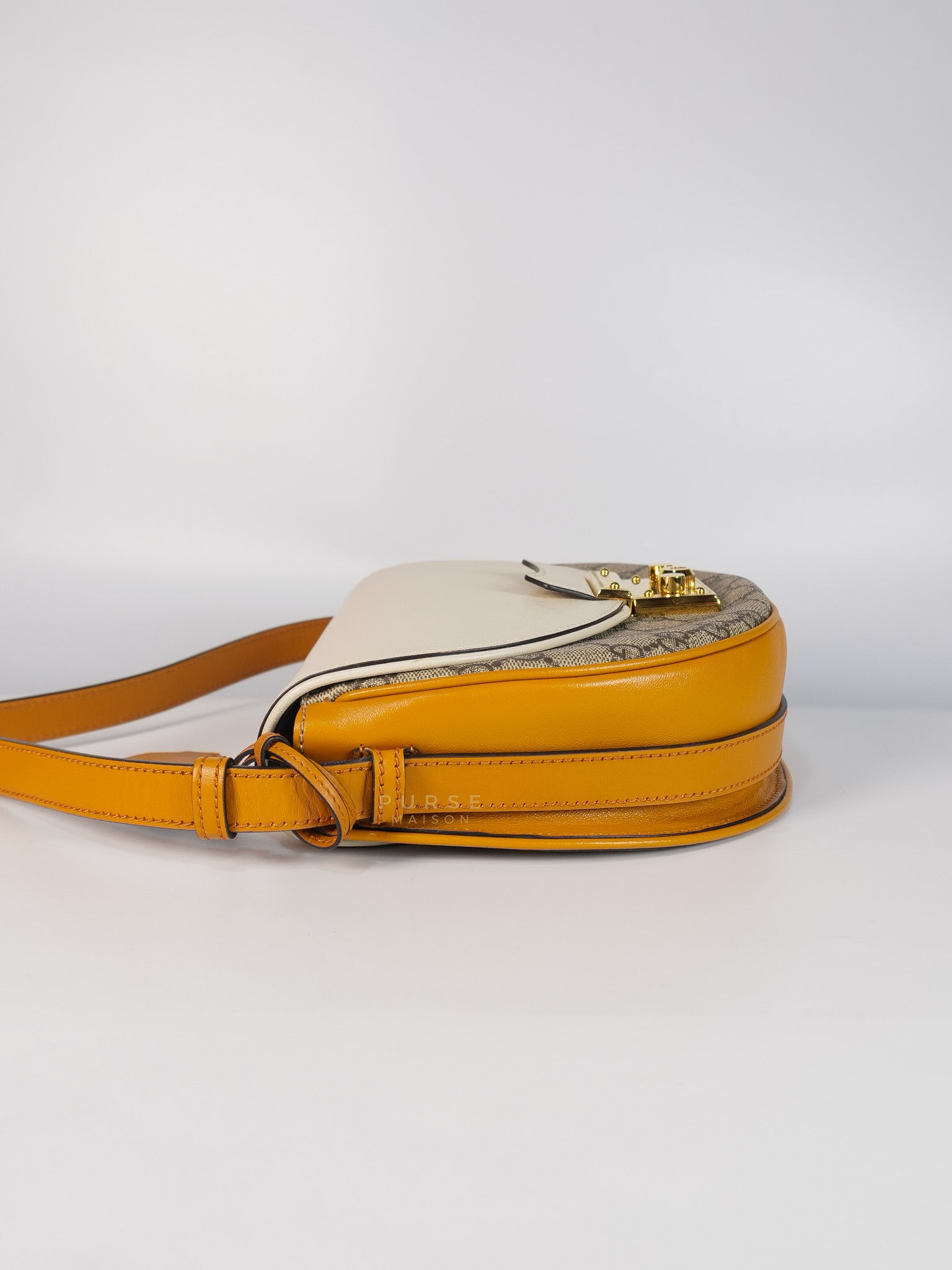 Padlock Saddle Monogram Canvas in Beige Mystic & Off White Leather | Purse Maison Luxury Bags Shop