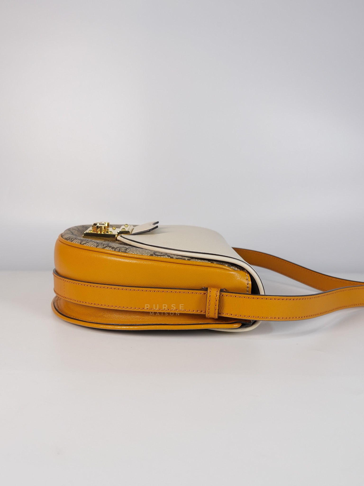 Padlock Saddle Monogram Canvas in Beige Mystic & Off White Leather | Purse Maison Luxury Bags Shop