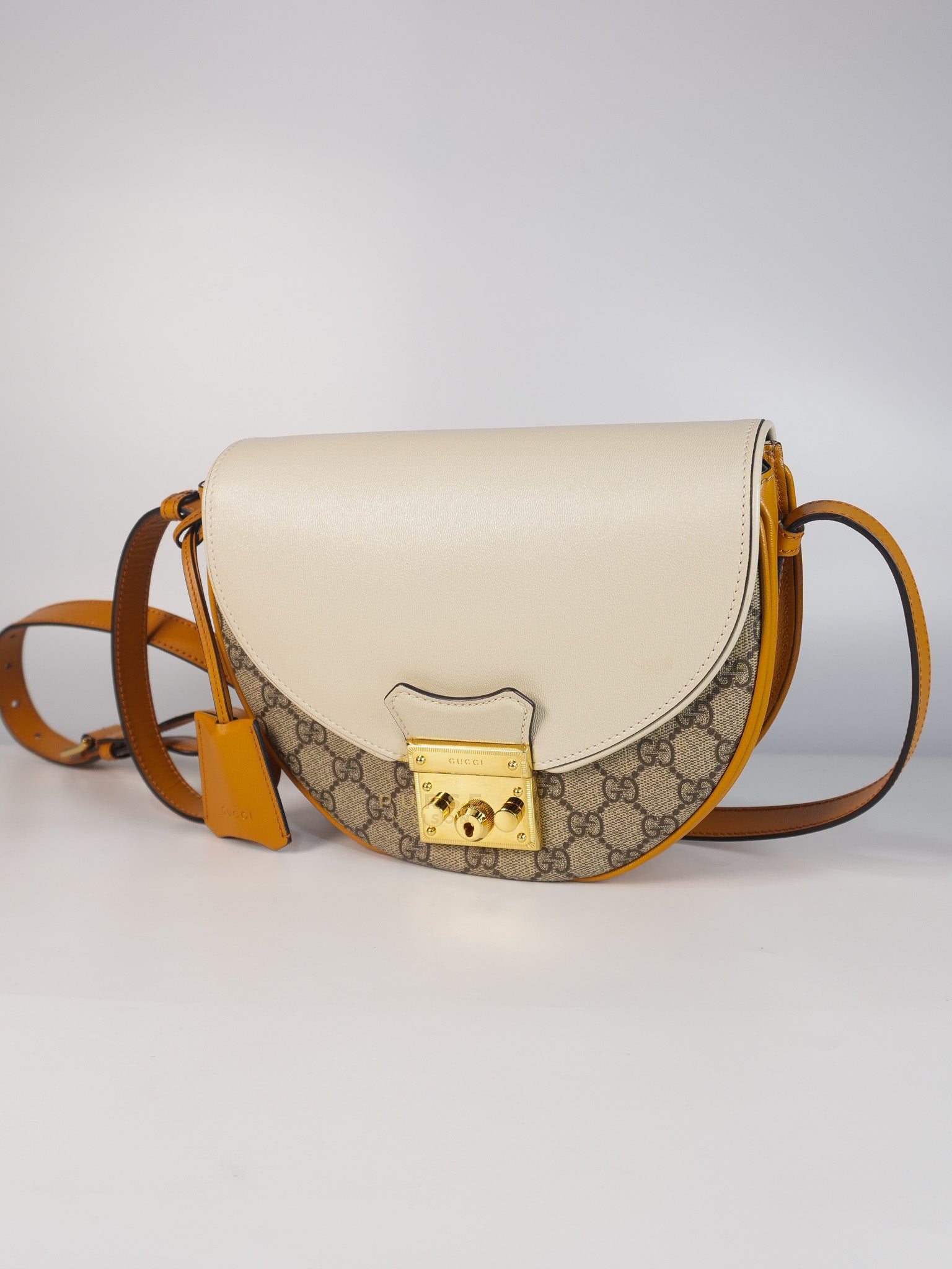 Padlock Saddle Monogram Canvas in Beige Mystic & Off White Leather | Purse Maison Luxury Bags Shop