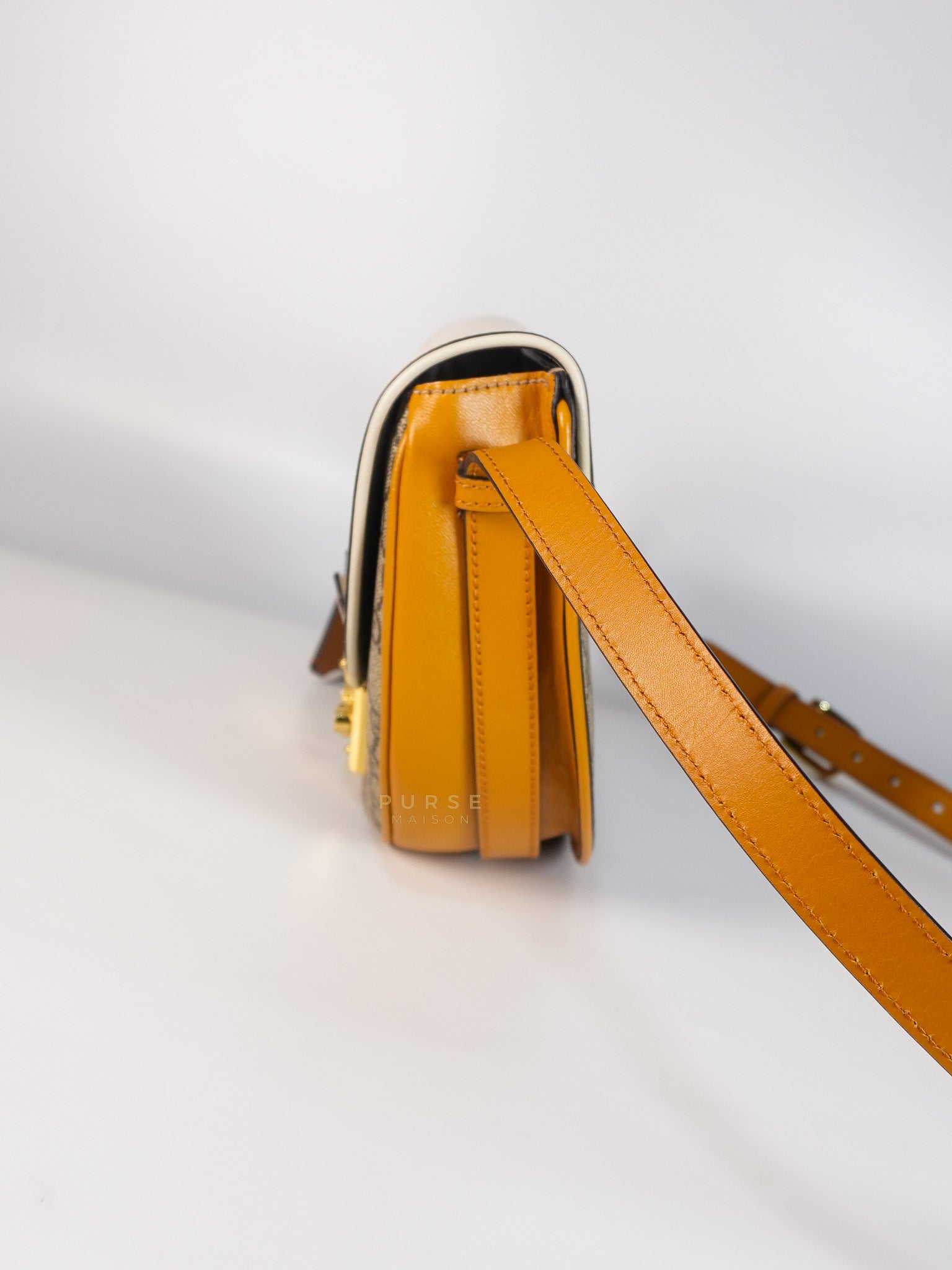 Padlock Saddle Monogram Canvas in Beige Mystic & Off White Leather | Purse Maison Luxury Bags Shop