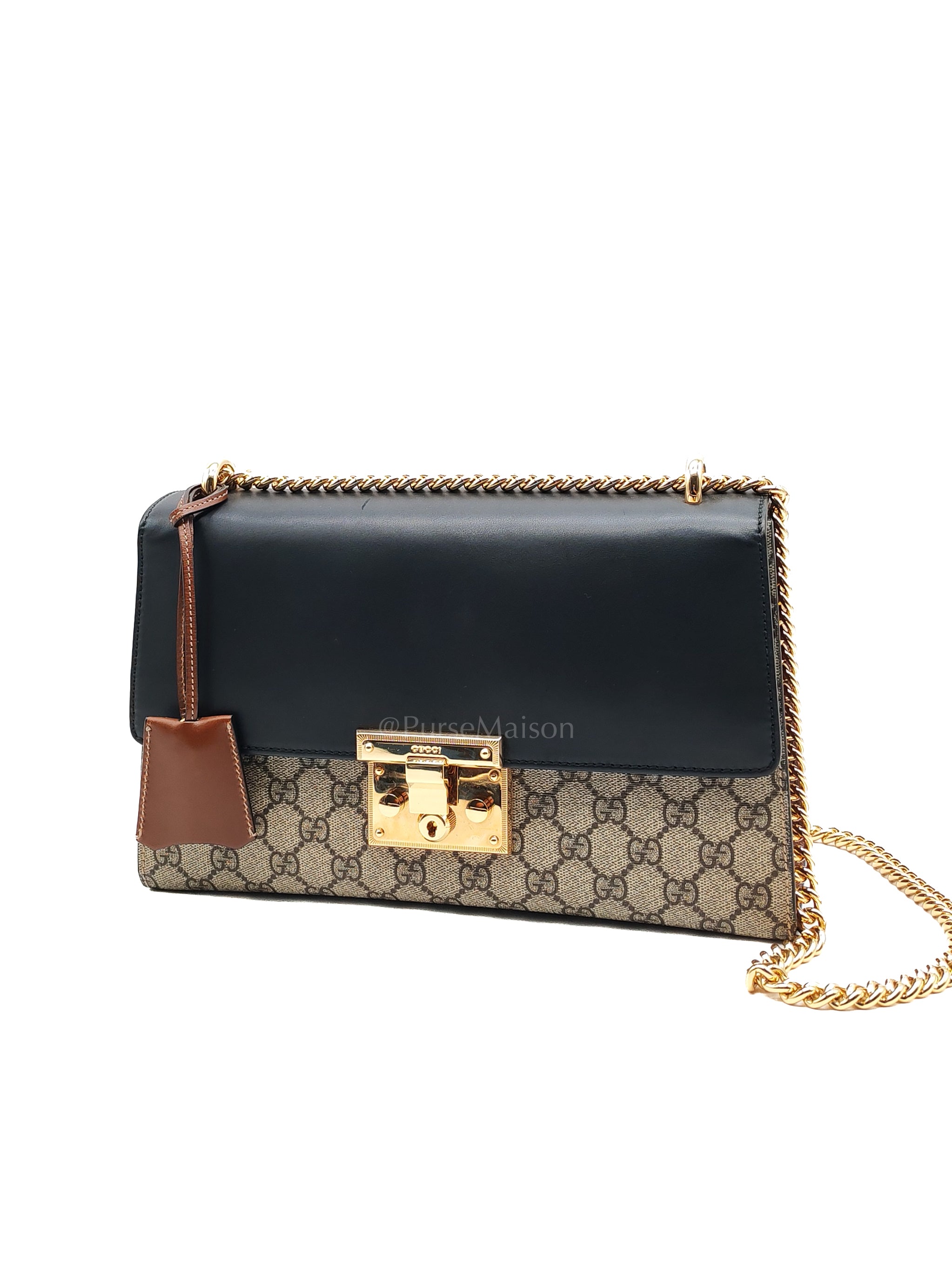 Padlock Shoulder Bag Medium in GG Supreme Canvas & Gold Hardware | Purse Maison Luxury Bags Shop