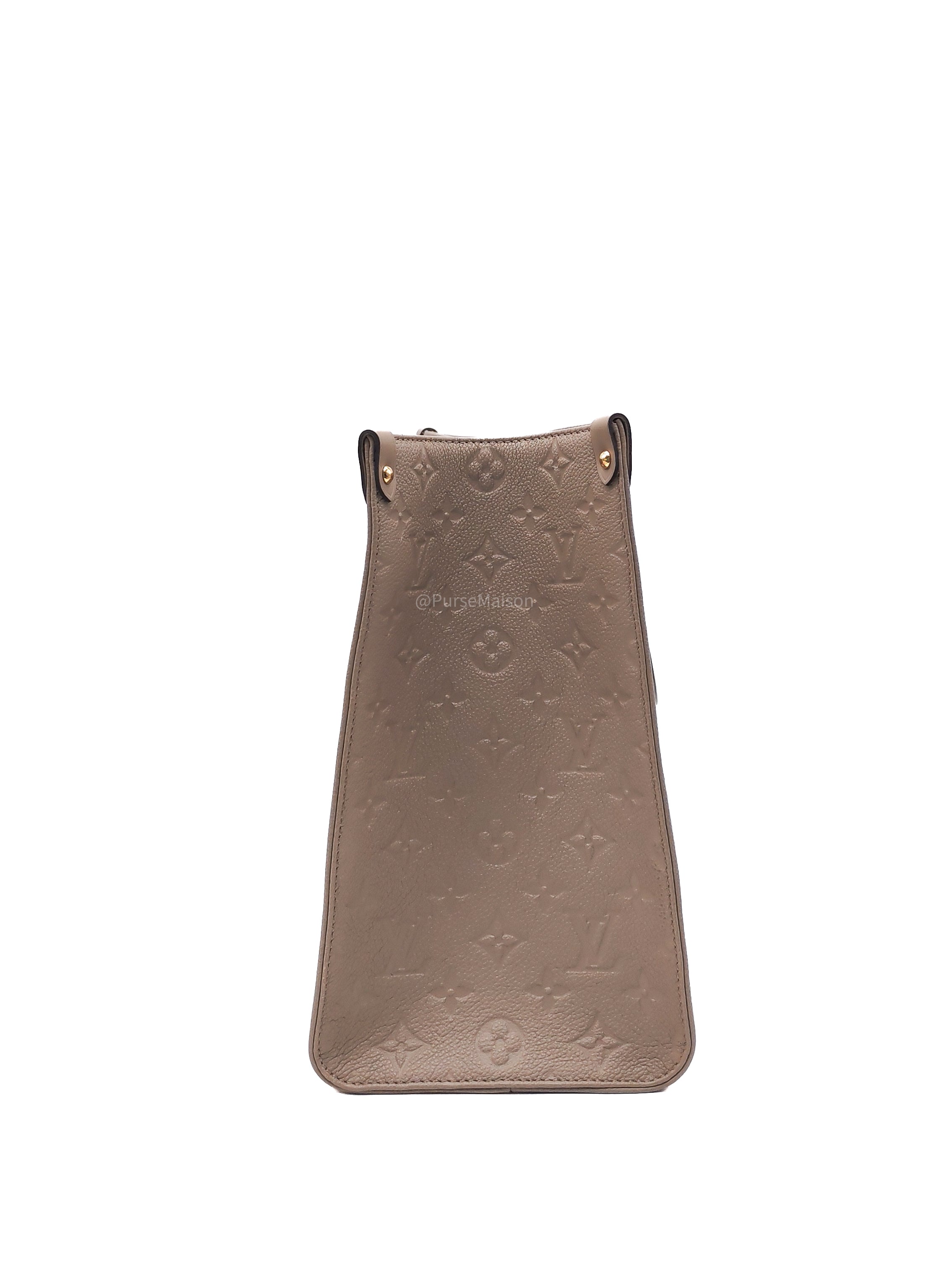 Louis Vuitton OnTheGo Tote Bag MM in Tourtorelle Monogram Empreinte Leather(Microchip)
