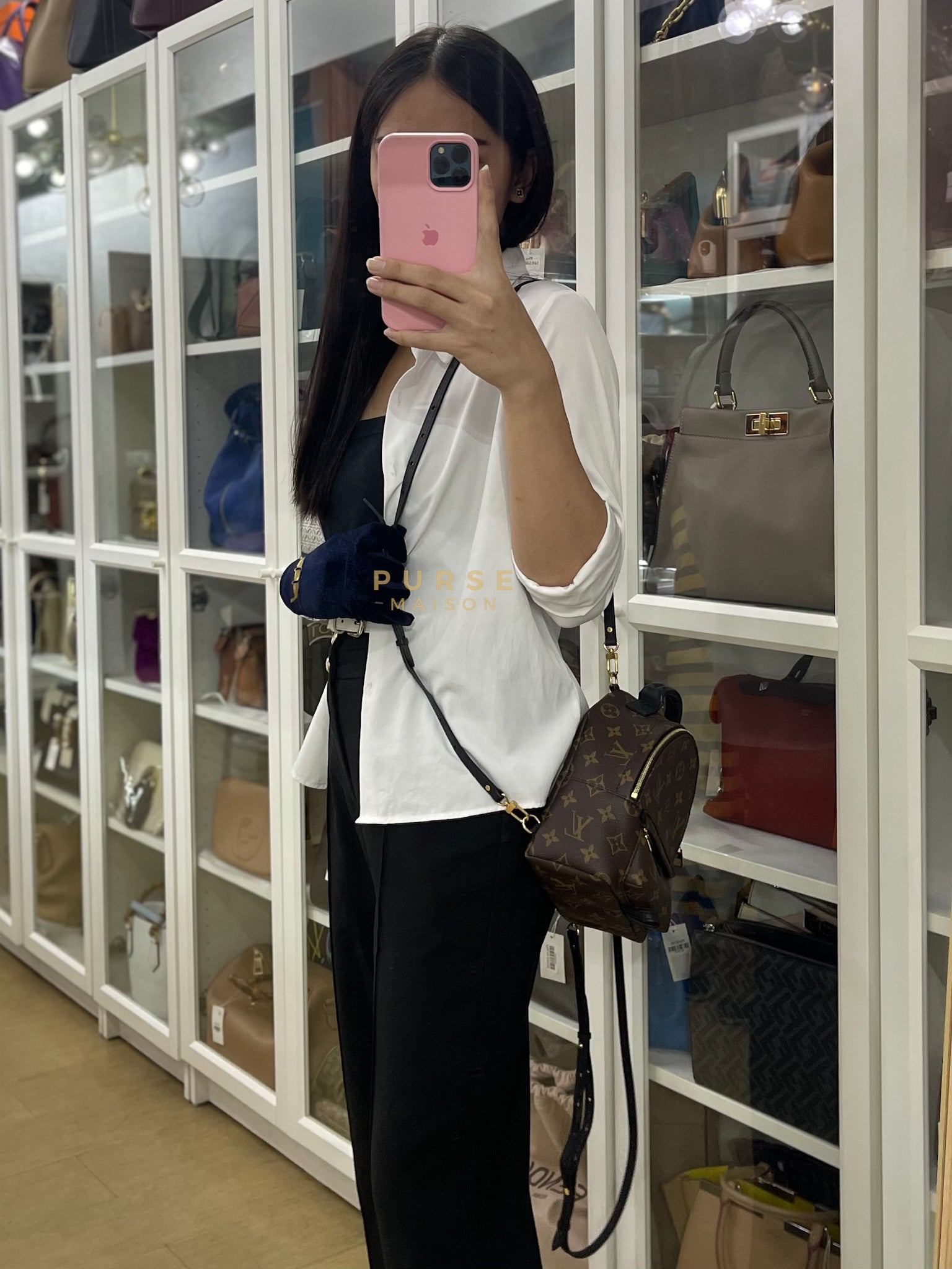 Palm Spring Mini Backpack in Monogram Canvas & Gold Hardware Microchip | Purse Maison Luxury Bags Shop