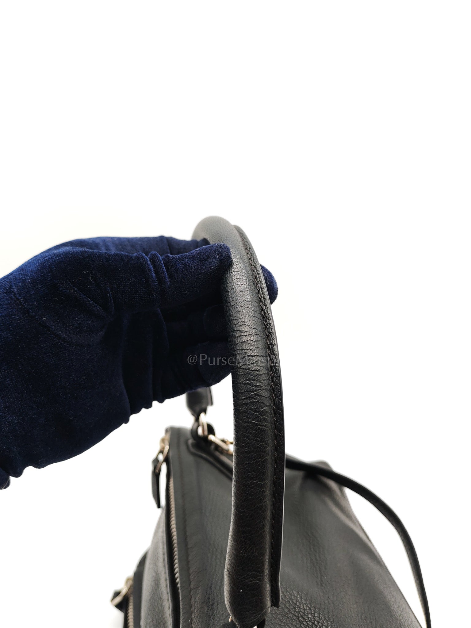Pandora Bag in Black Goat Skin Leather & Silver Hardware | Purse Maison Luxury Bags Shop