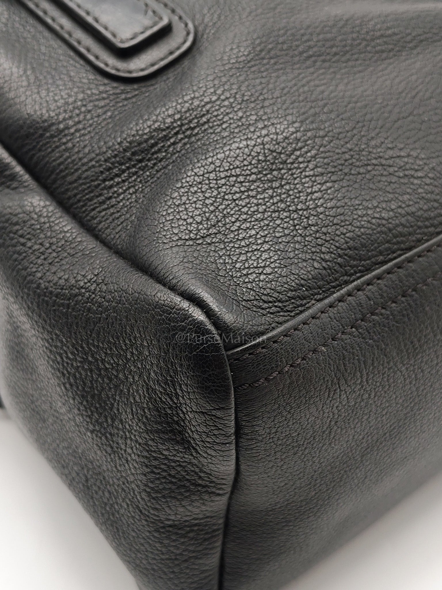 Pandora Bag in Black Goat Skin Leather & Silver Hardware | Purse Maison Luxury Bags Shop