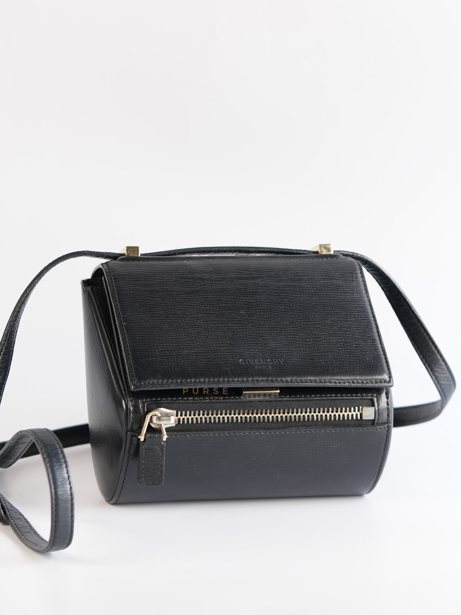 Pandora Box Mini in Black Grained Leather | Purse Maison Luxury Bags Shop