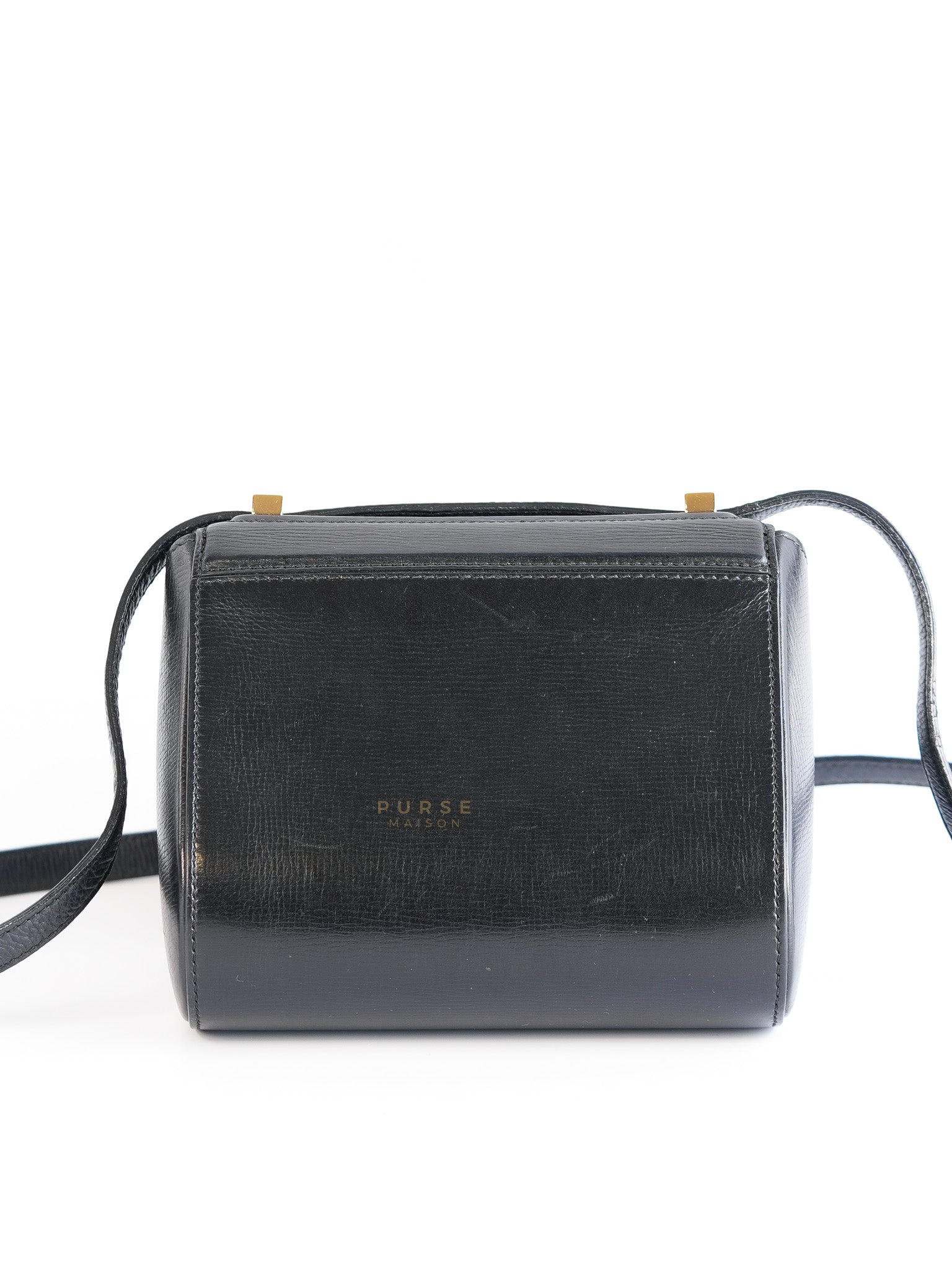 Pandora Box Mini in Black Grained Leather | Purse Maison Luxury Bags Shop