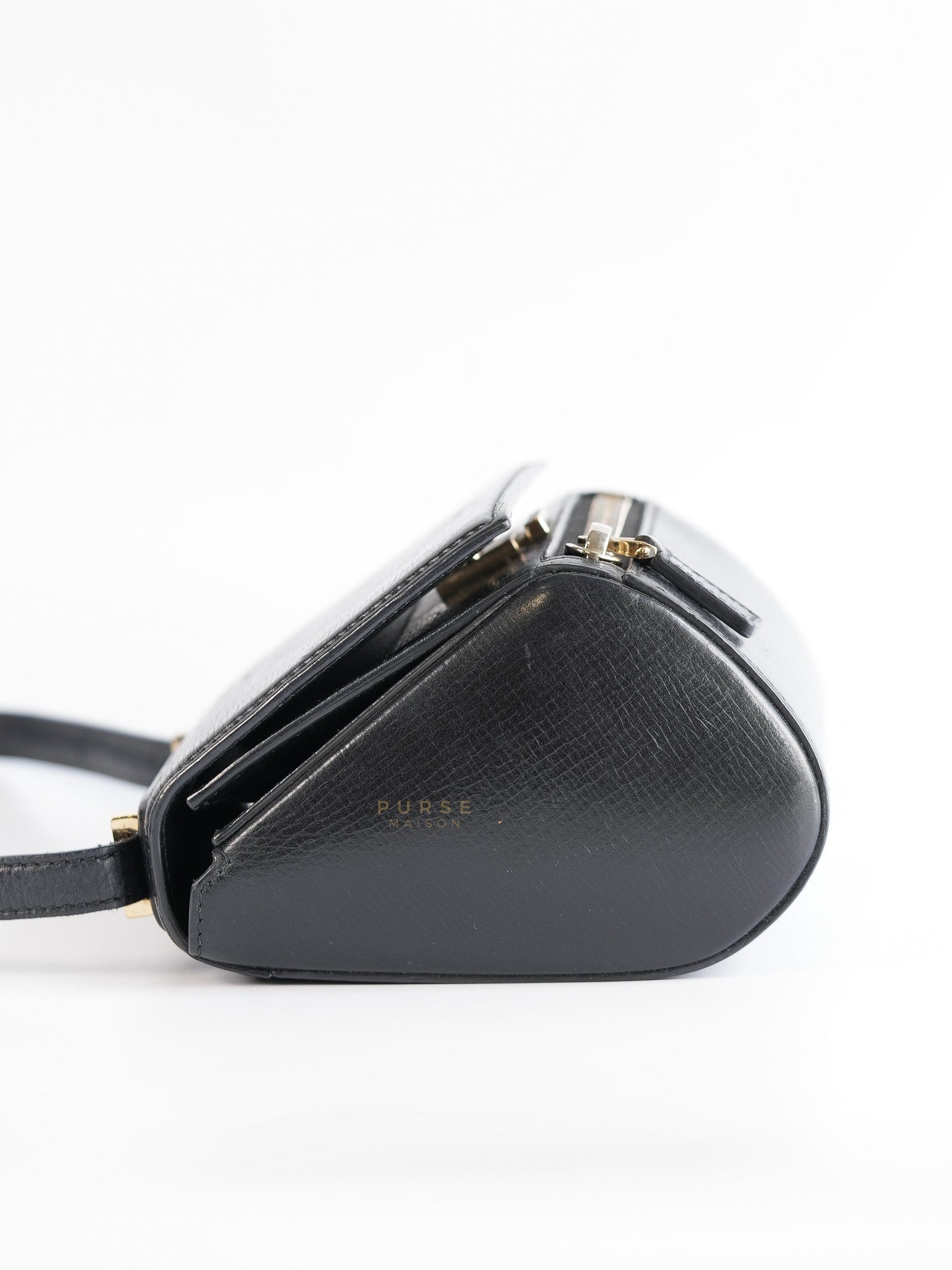 Pandora Box Mini in Black Grained Leather | Purse Maison Luxury Bags Shop