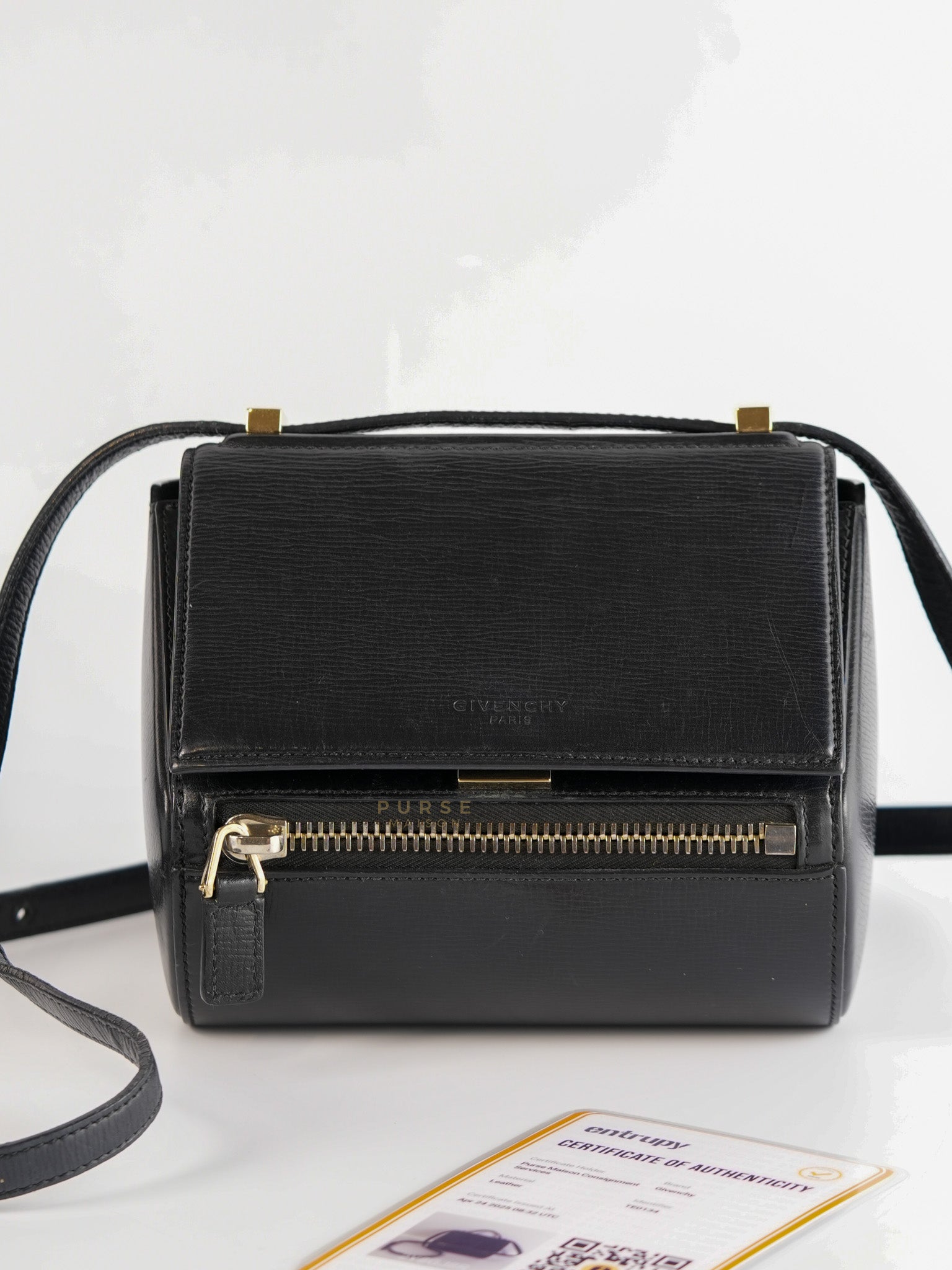 Pandora Box Mini in Black Grained Leather | Purse Maison Luxury Bags Shop