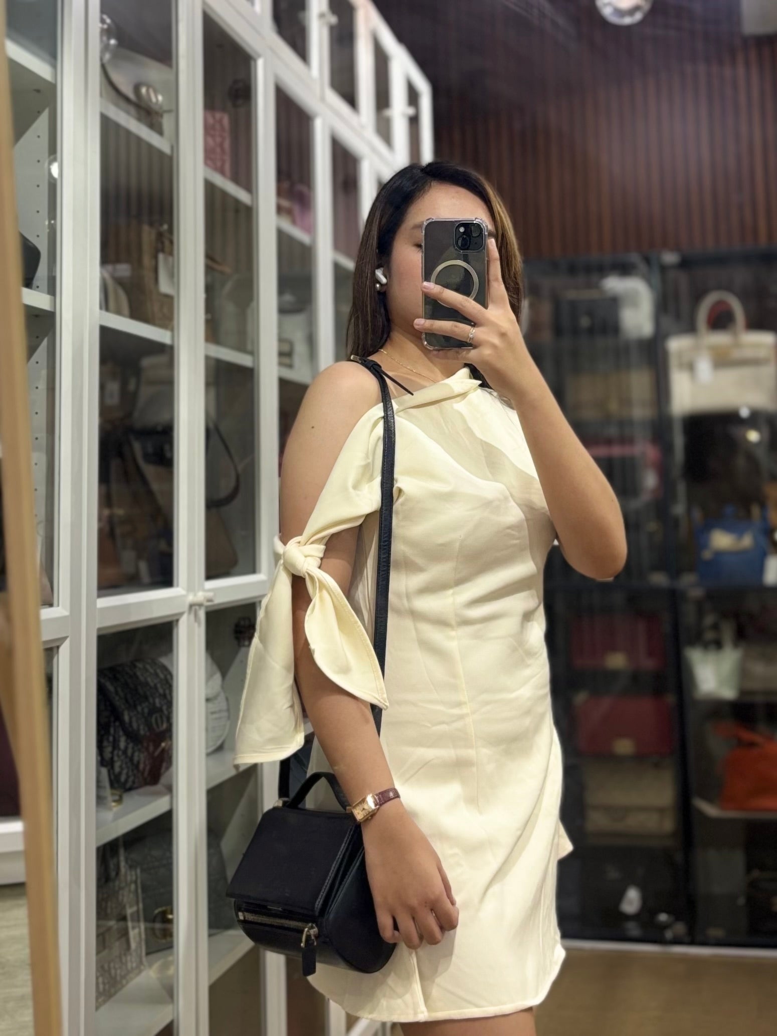 Pandora Box Mini in Black Grained Leather | Purse Maison Luxury Bags Shop