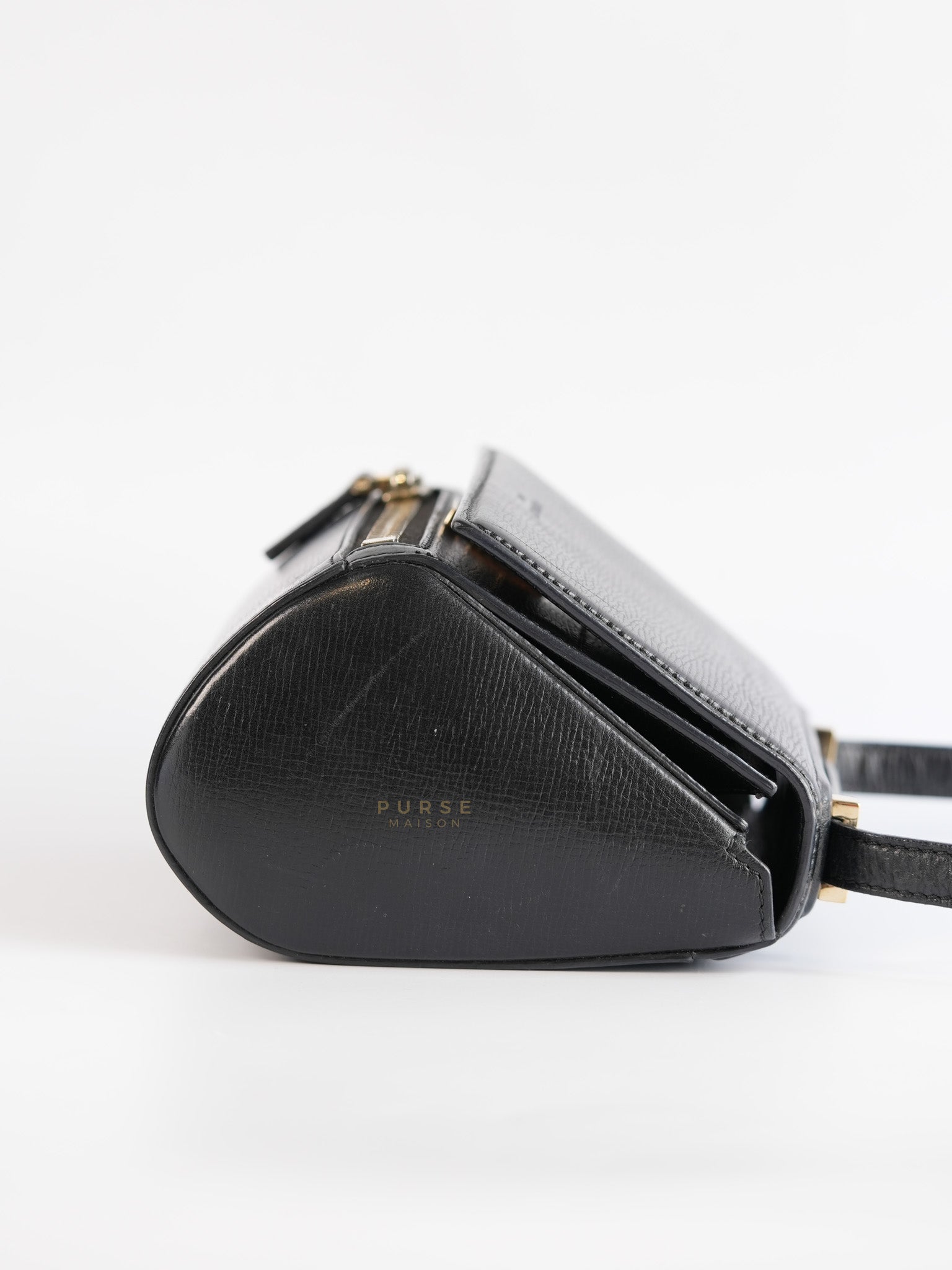 Pandora Box Mini in Black Grained Leather | Purse Maison Luxury Bags Shop