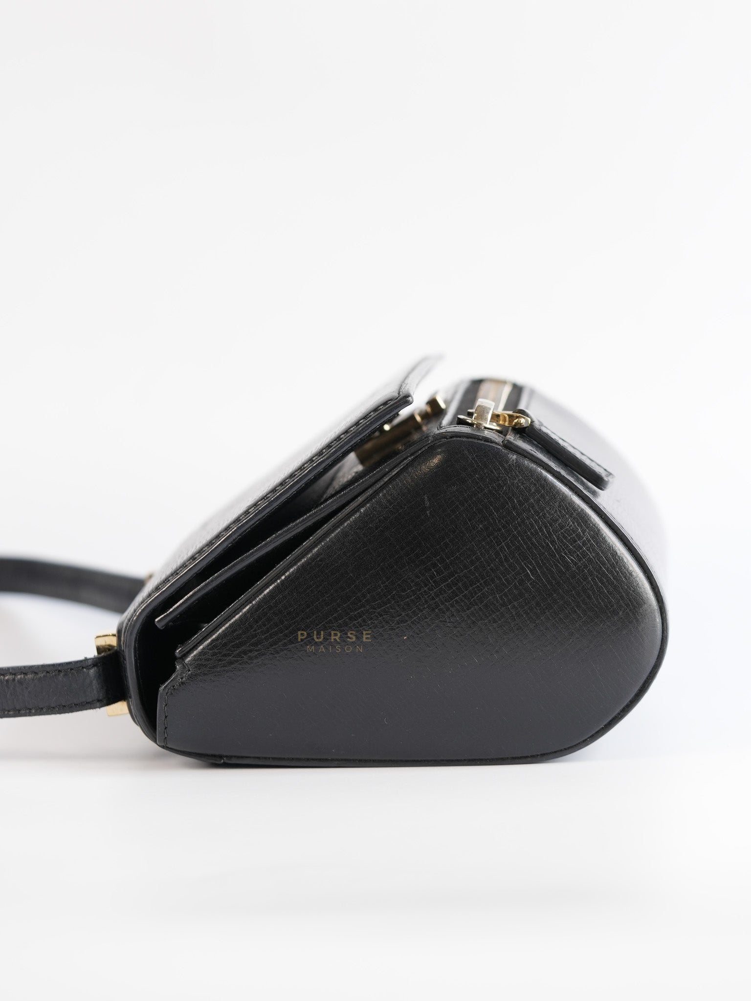 Pandora Box Mini in Black Grained Leather | Purse Maison Luxury Bags Shop