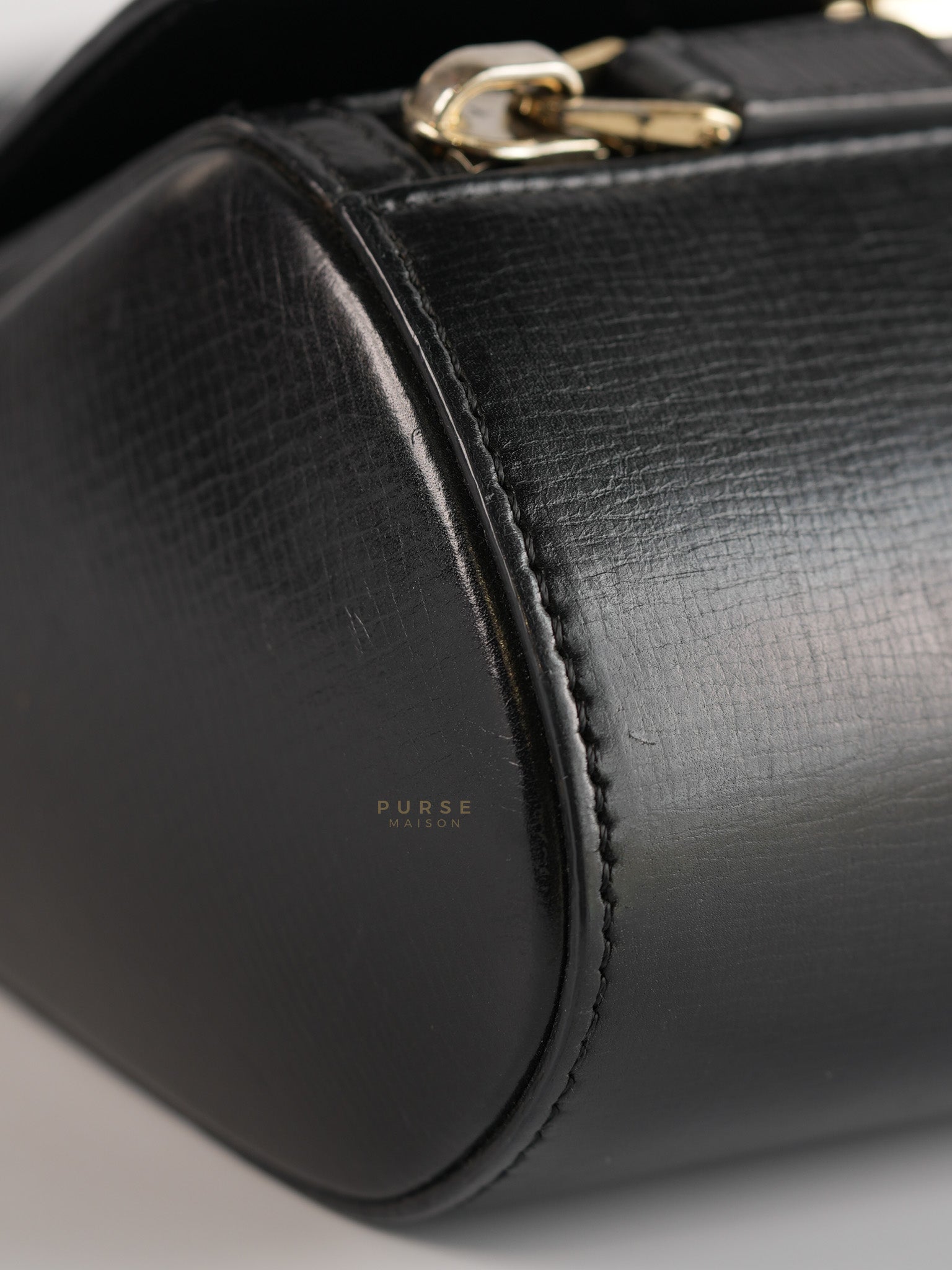 Pandora Box Mini in Black Grained Leather | Purse Maison Luxury Bags Shop