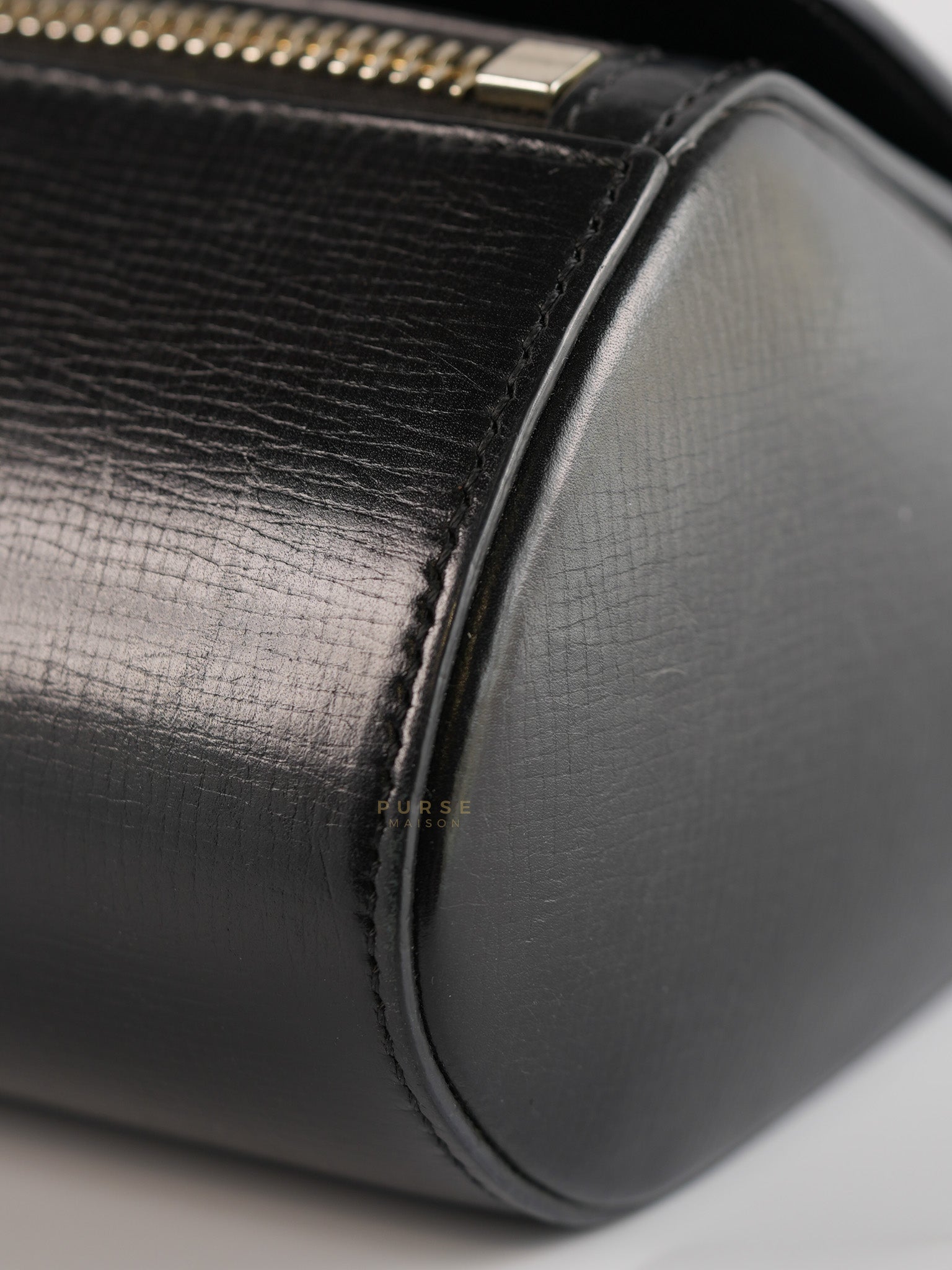 Pandora Box Mini in Black Grained Leather | Purse Maison Luxury Bags Shop