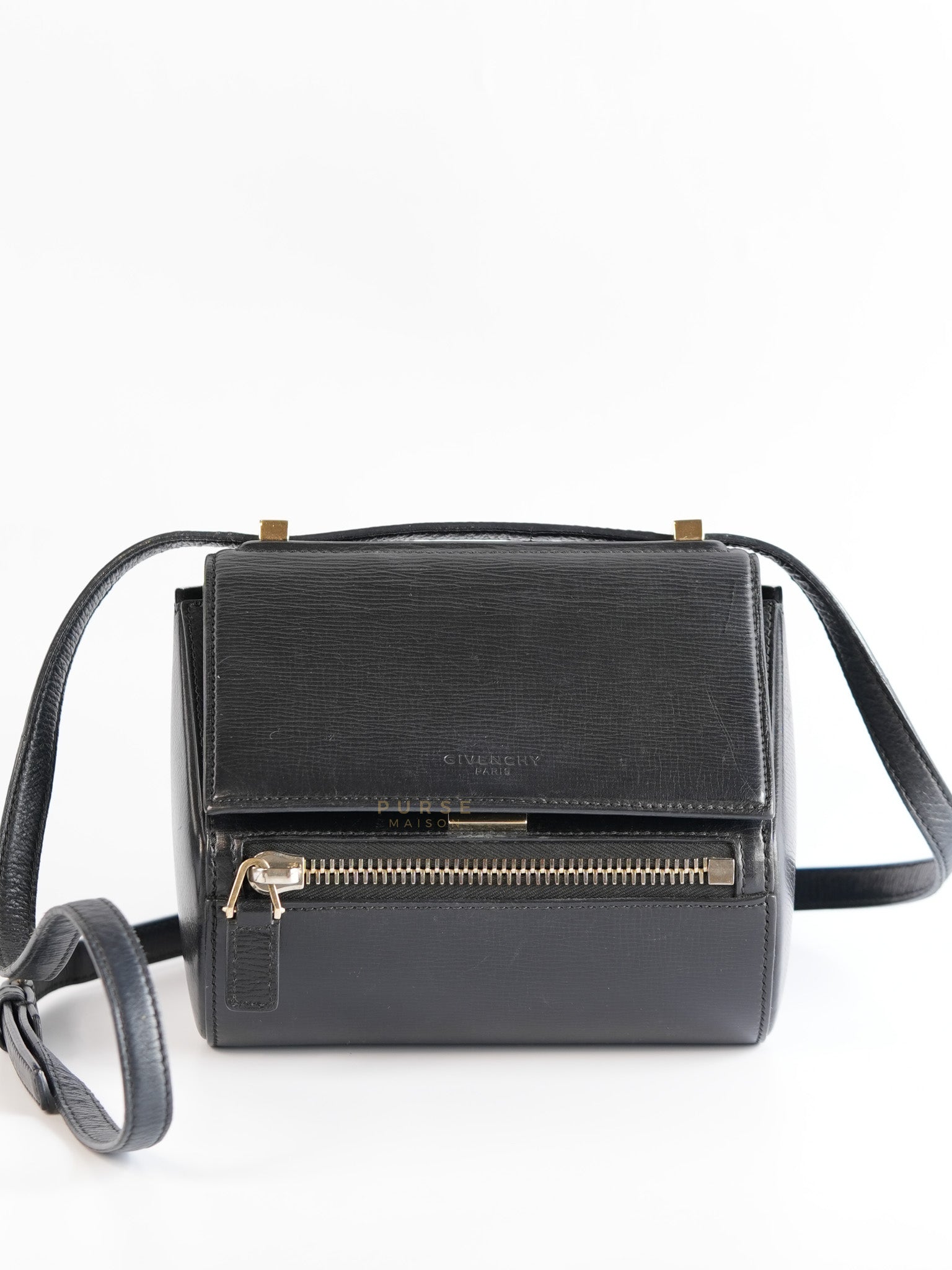 Pandora Box Mini in Black Grained Leather | Purse Maison Luxury Bags Shop