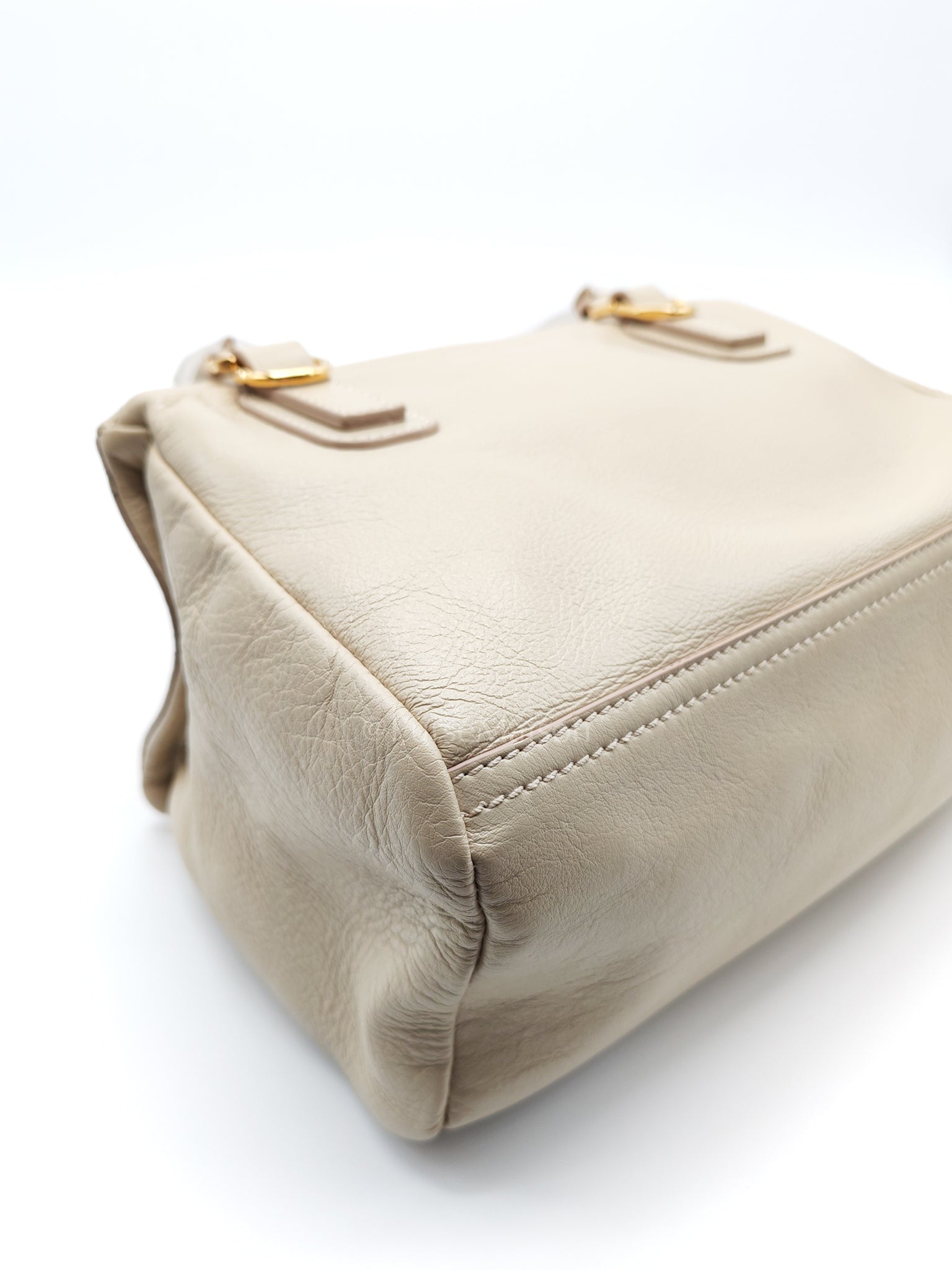 Pandora Small in Natural Beige Calfskin Leather Gold Hardware | Purse Maison Luxury Bags Shop