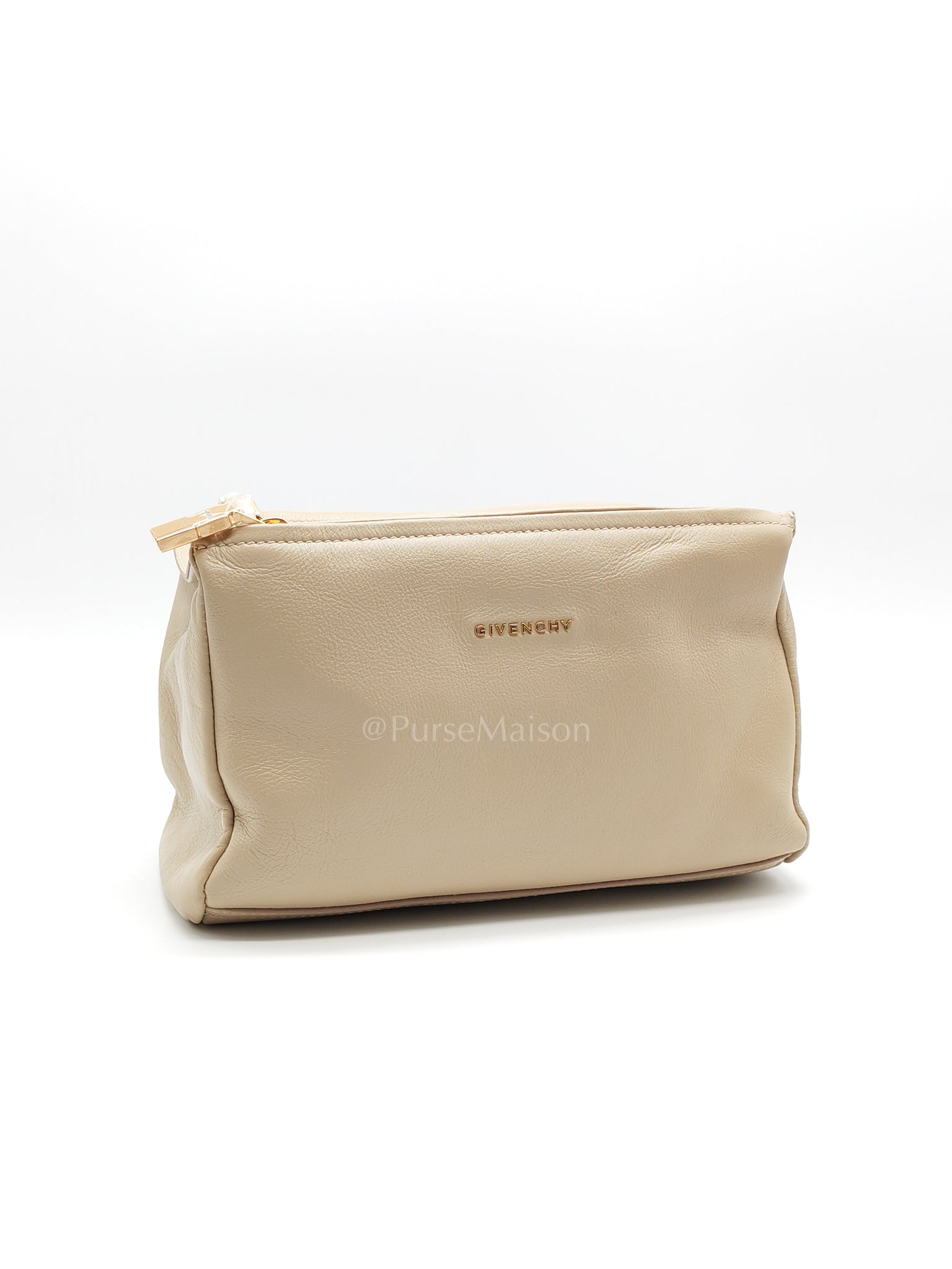 Pandora Small in Natural Beige Calfskin Leather Gold Hardware | Purse Maison Luxury Bags Shop