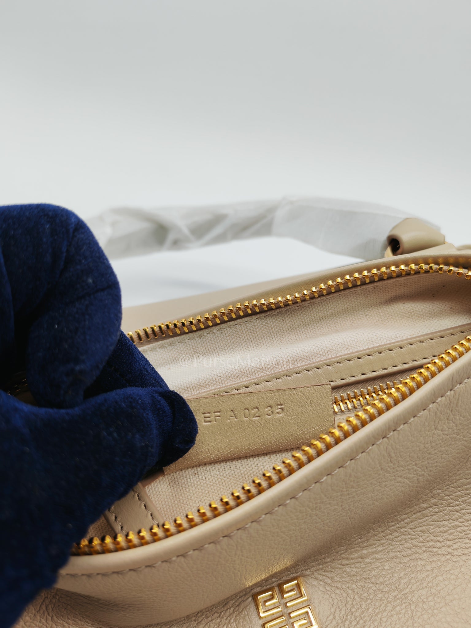 Pandora Small in Natural Beige Calfskin Leather Gold Hardware | Purse Maison Luxury Bags Shop