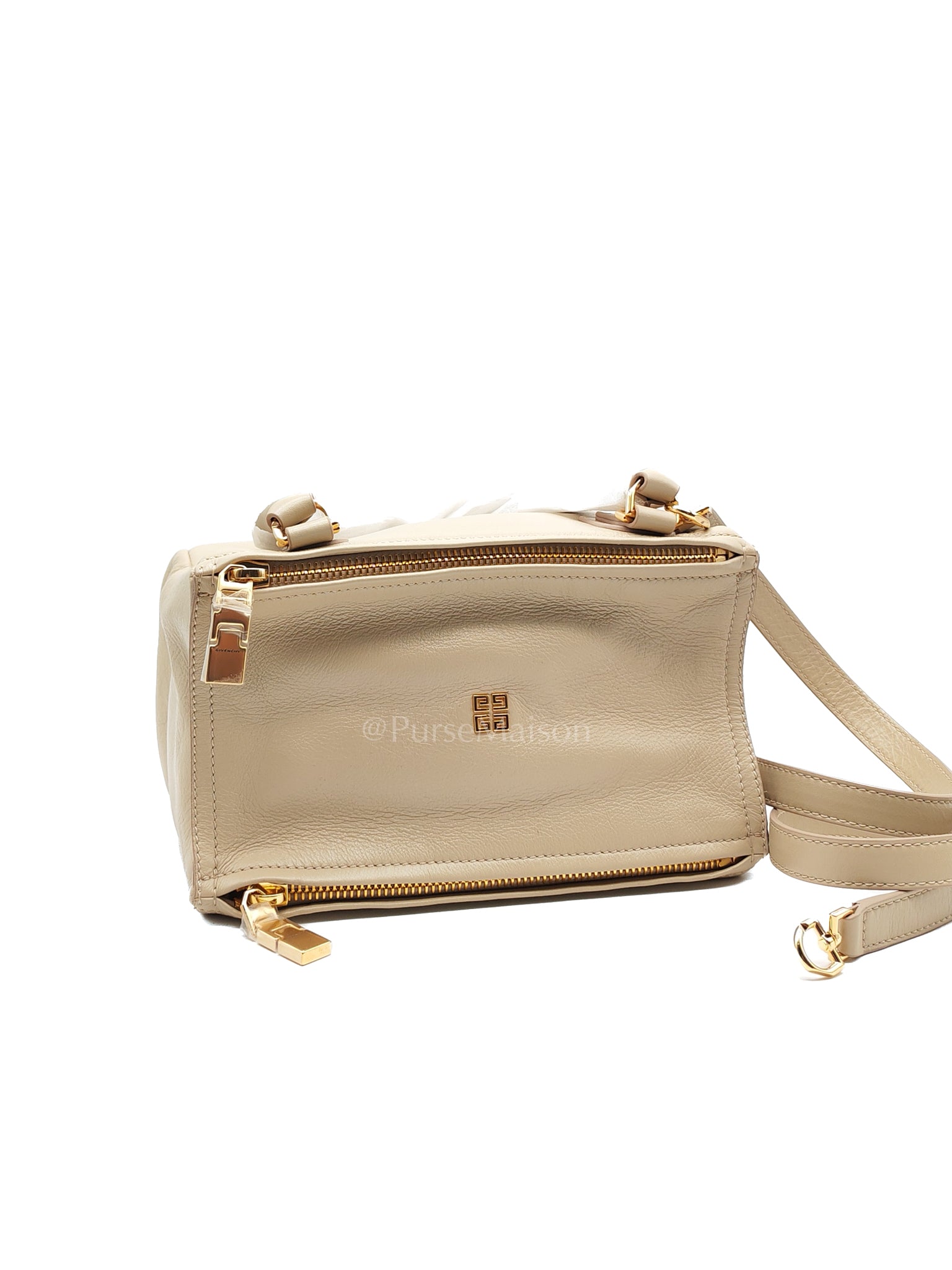 Pandora Small in Natural Beige Calfskin Leather Gold Hardware | Purse Maison Luxury Bags Shop