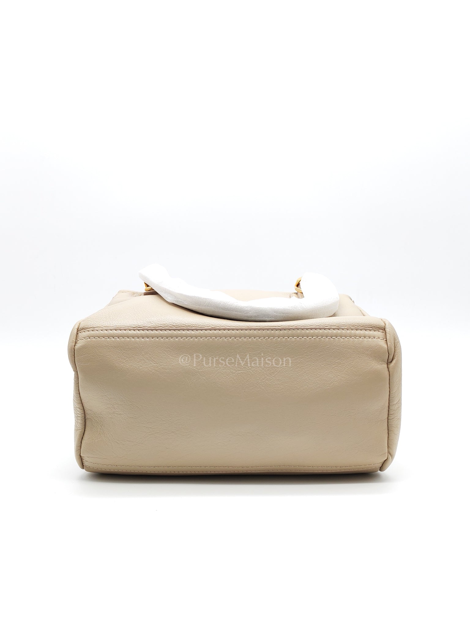 Pandora Small in Natural Beige Calfskin Leather Gold Hardware | Purse Maison Luxury Bags Shop