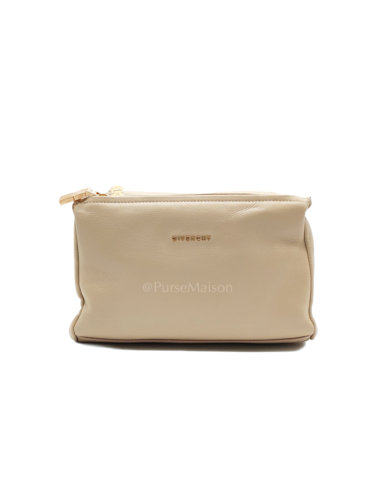 Pandora Small in Natural Beige Calfskin Leather Gold Hardware | Purse Maison Luxury Bags Shop
