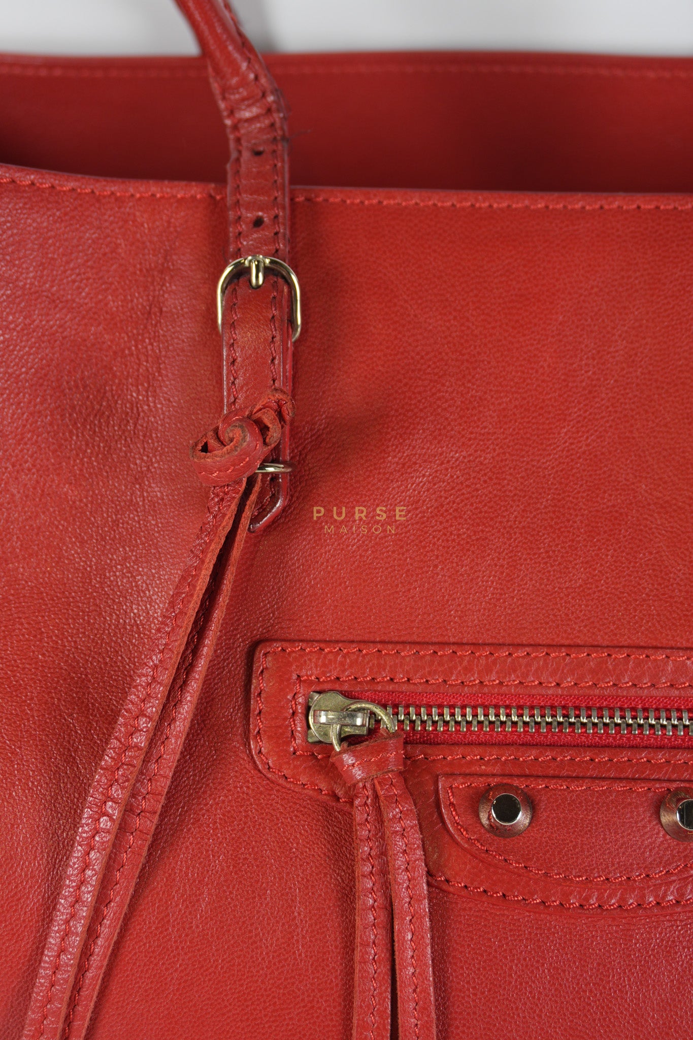 Papier A4 40 in Red Calfskin Leather Tote Bag | Purse Maison Luxury Bags Shop