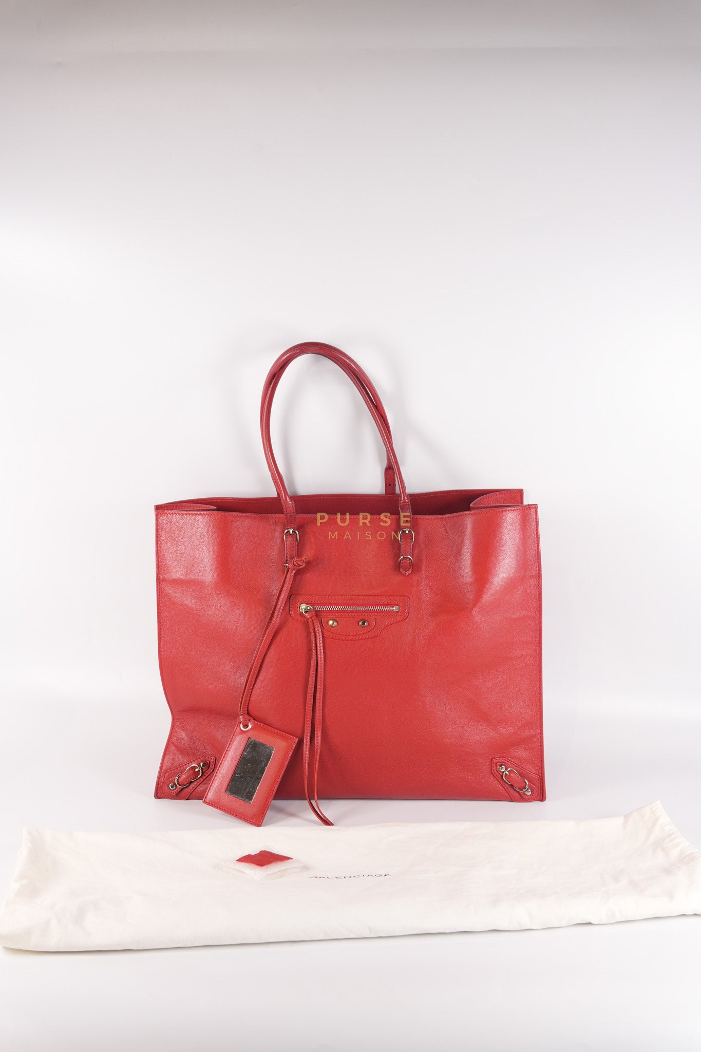 Papier A4 40 in Red Calfskin Leather Tote Bag | Purse Maison Luxury Bags Shop
