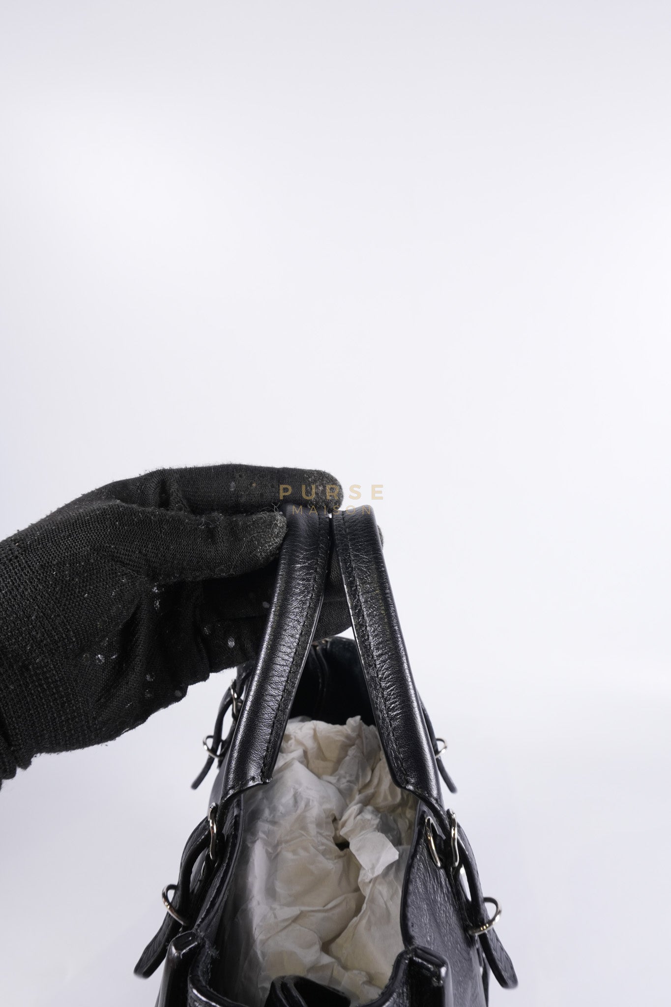 Papier A4 Mini Tote Black in Calfskin Leather | Purse Maison Luxury Bags Shop