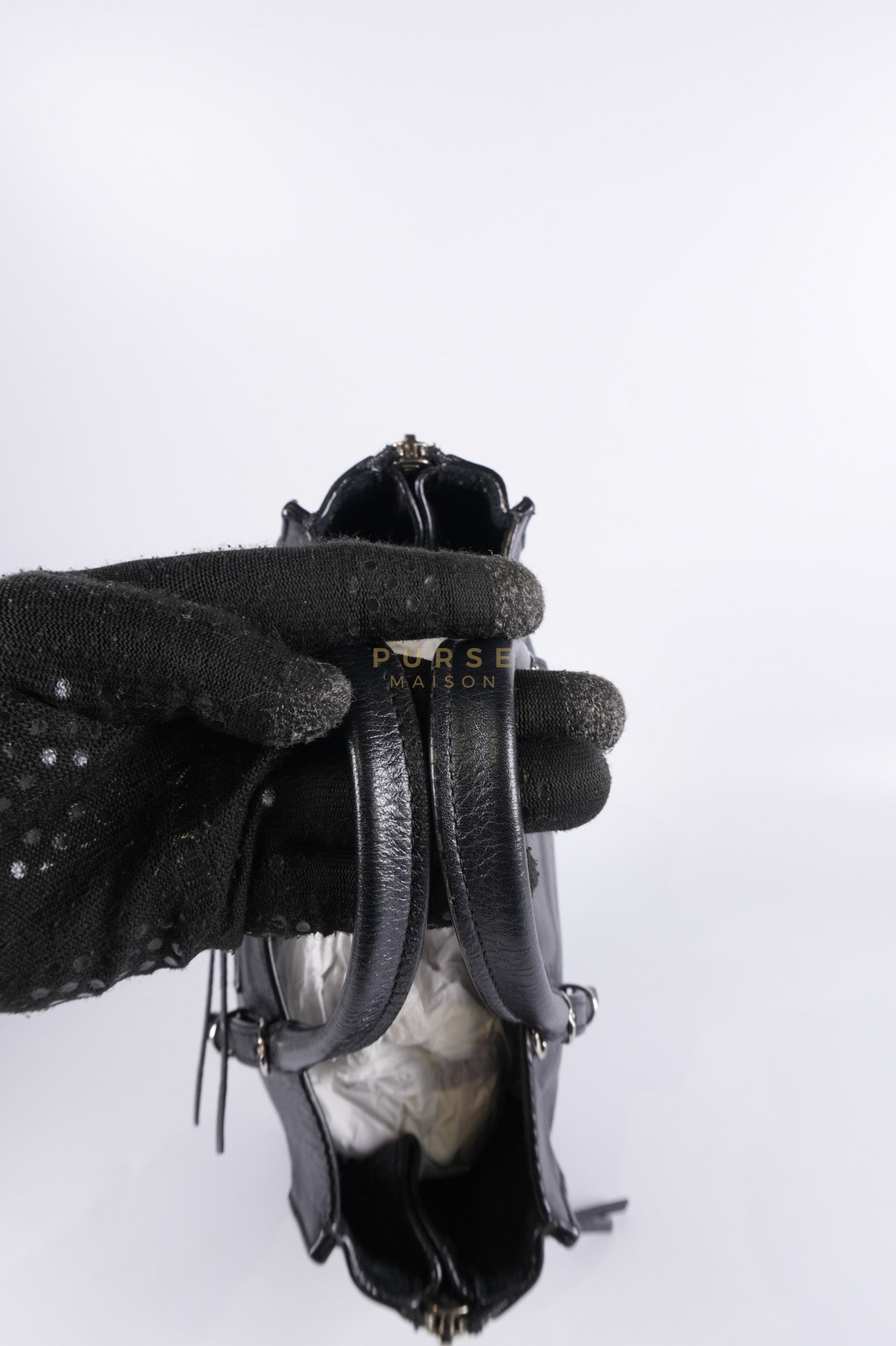 Papier A4 Mini Tote Black in Calfskin Leather | Purse Maison Luxury Bags Shop