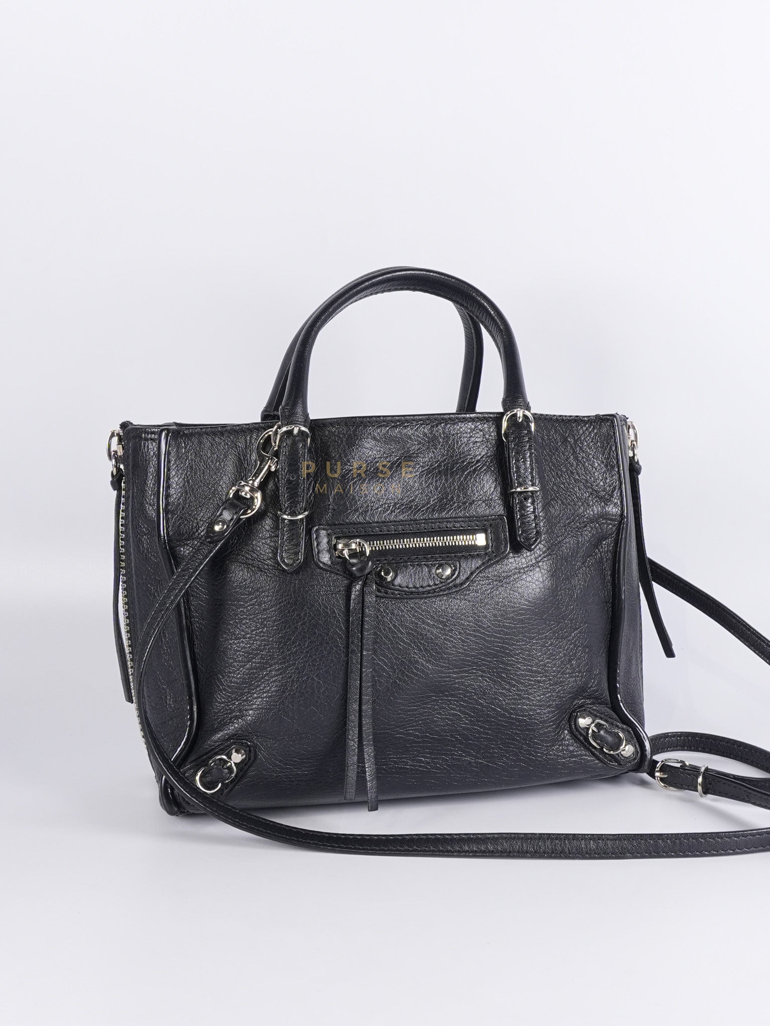 Papier A4 Mini Tote Black in Calfskin Leather | Purse Maison Luxury Bags Shop