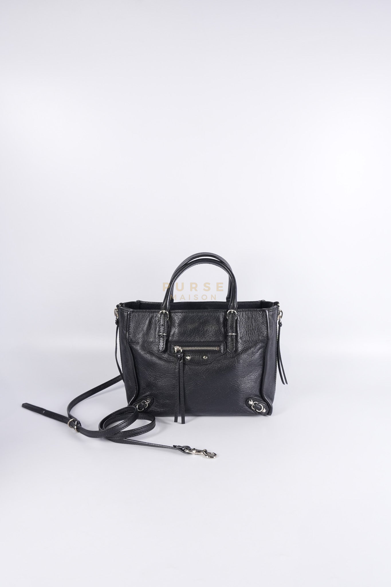 Papier A4 Mini Tote Black in Calfskin Leather | Purse Maison Luxury Bags Shop