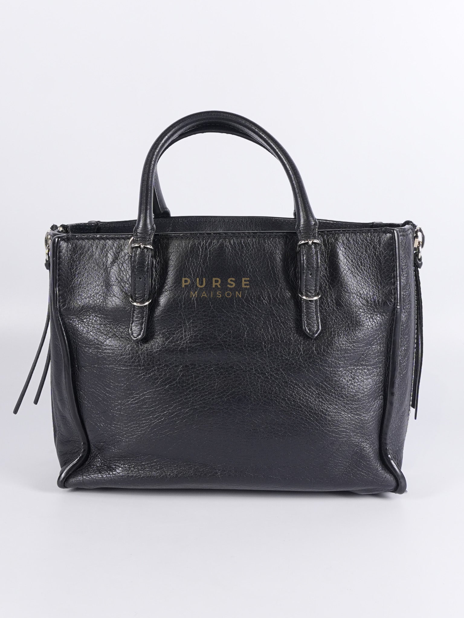 Papier A4 Mini Tote Black in Calfskin Leather | Purse Maison Luxury Bags Shop