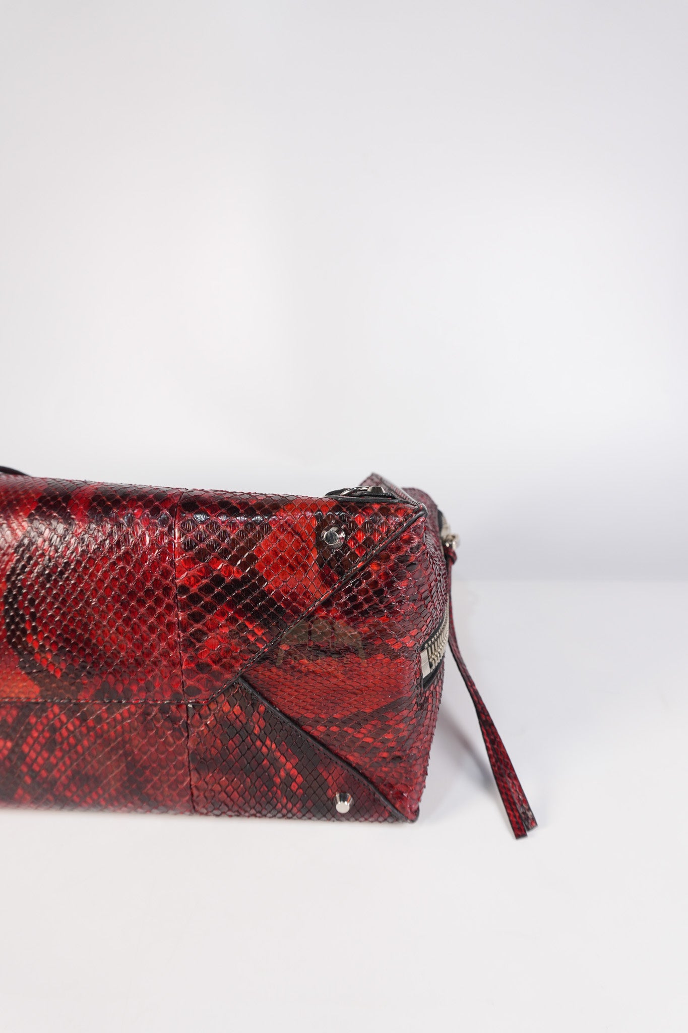Papier A6 Red/Black Python Exotic Leather Zip Around Crossbody Bag | Purse Maison Luxury Bags Shop