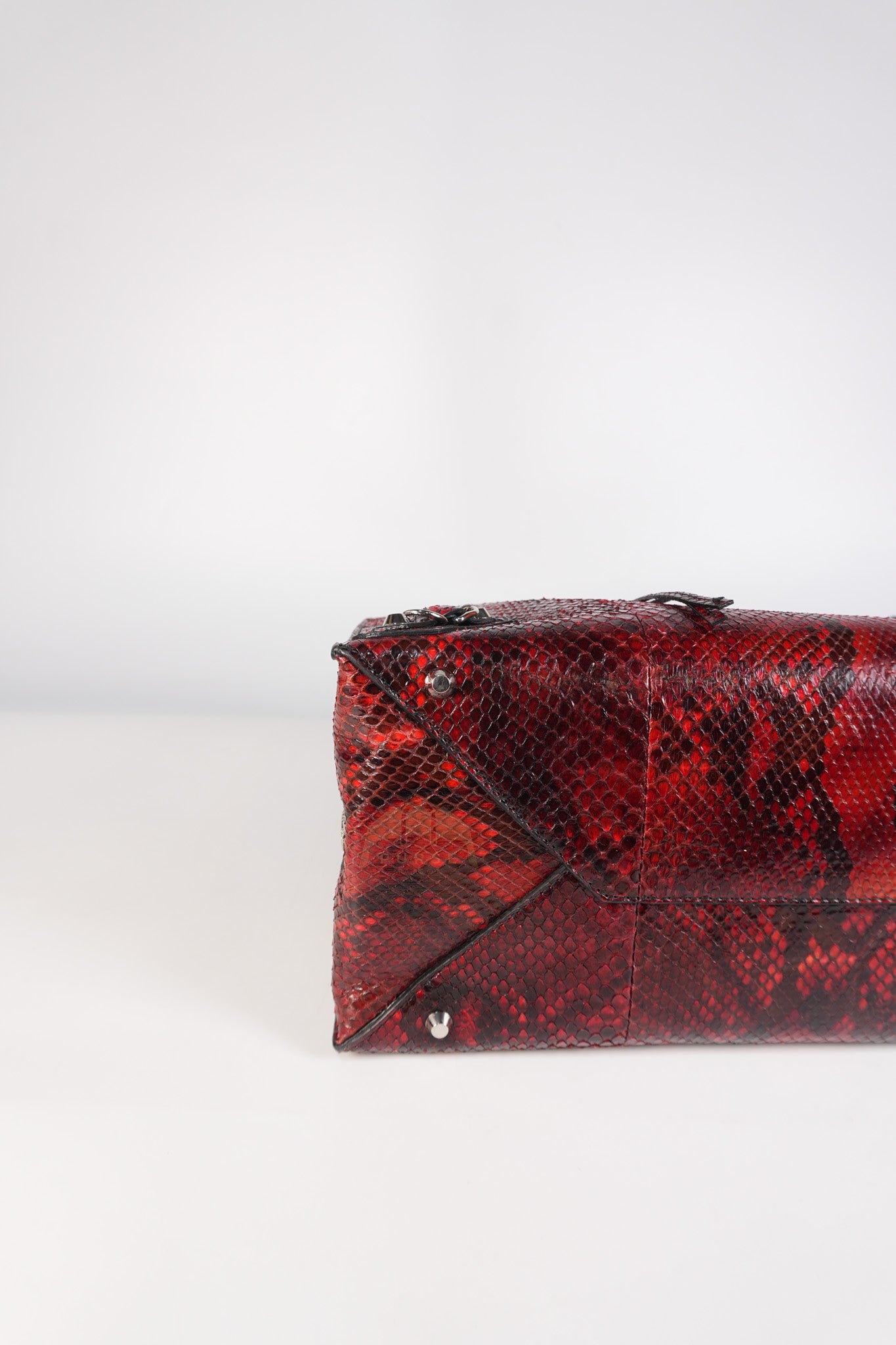 Papier A6 Red/Black Python Exotic Leather Zip Around Crossbody Bag | Purse Maison Luxury Bags Shop