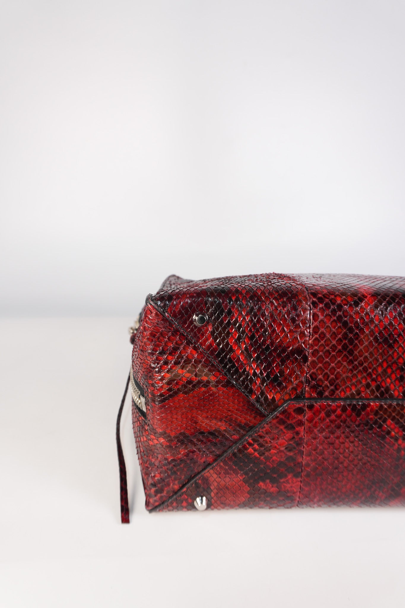 Papier A6 Red/Black Python Exotic Leather Zip Around Crossbody Bag | Purse Maison Luxury Bags Shop
