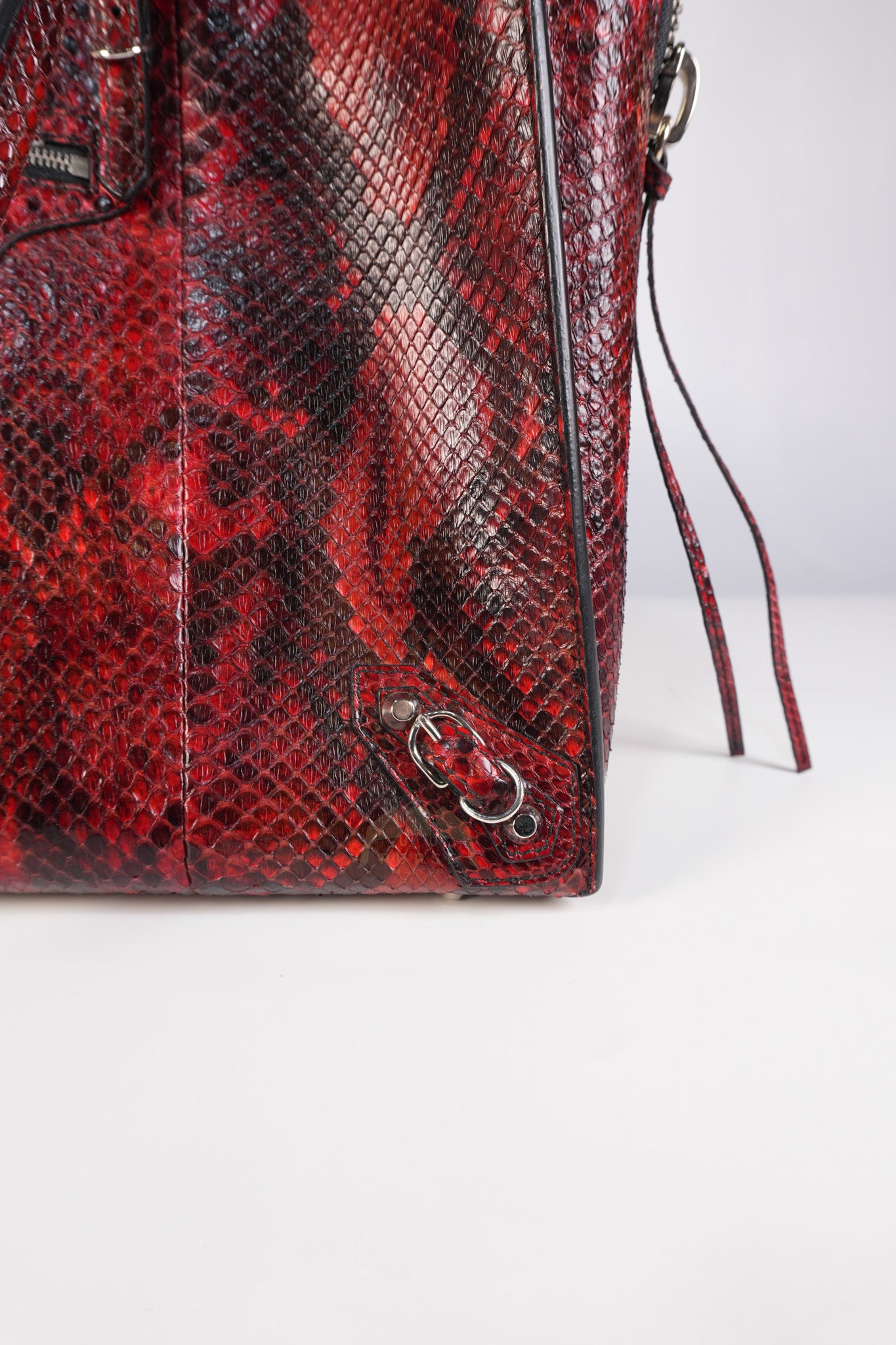 Papier A6 Red/Black Python Exotic Leather Zip Around Crossbody Bag | Purse Maison Luxury Bags Shop