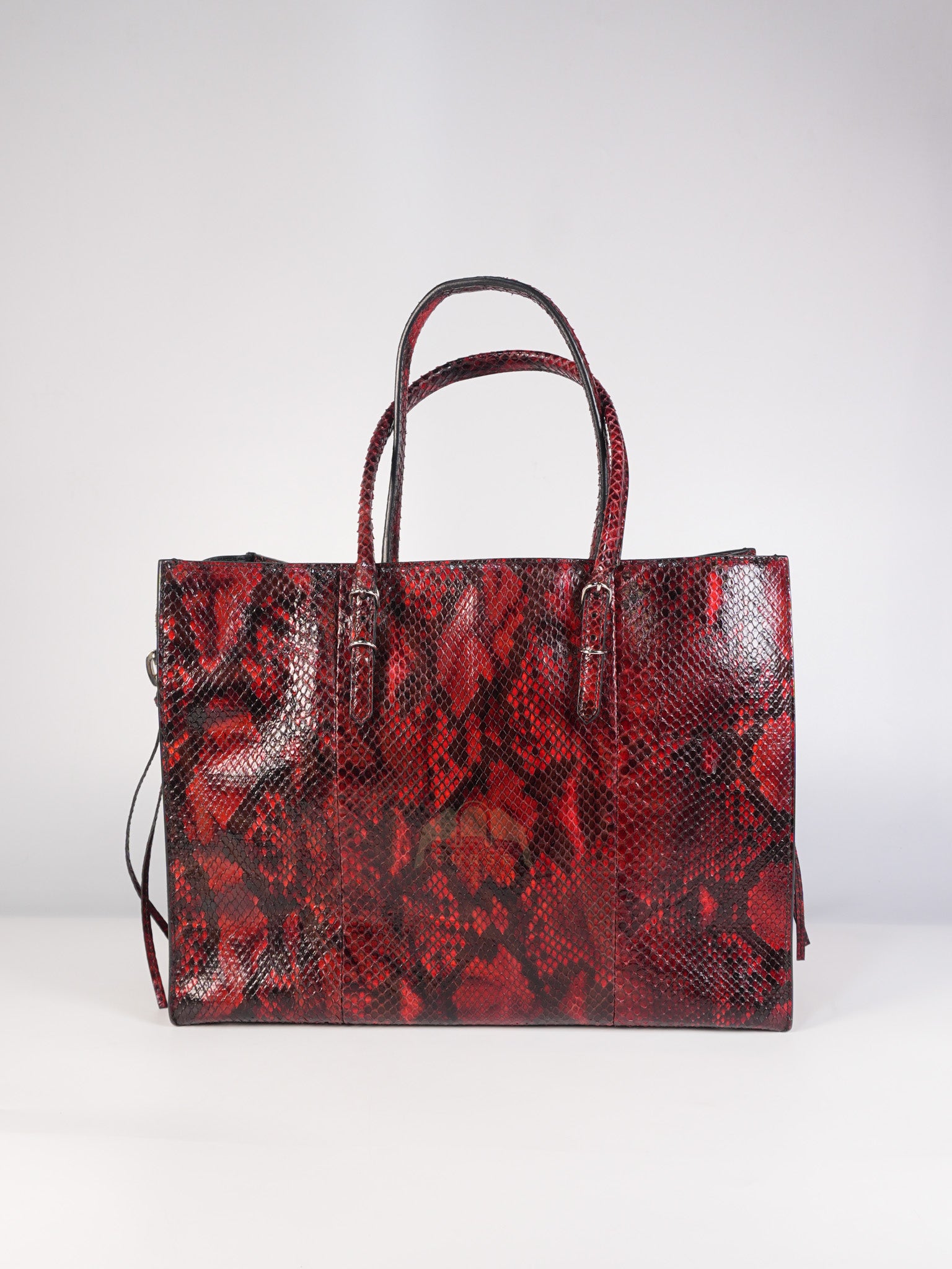 Papier A6 Red/Black Python Exotic Leather Zip Around Crossbody Bag | Purse Maison Luxury Bags Shop