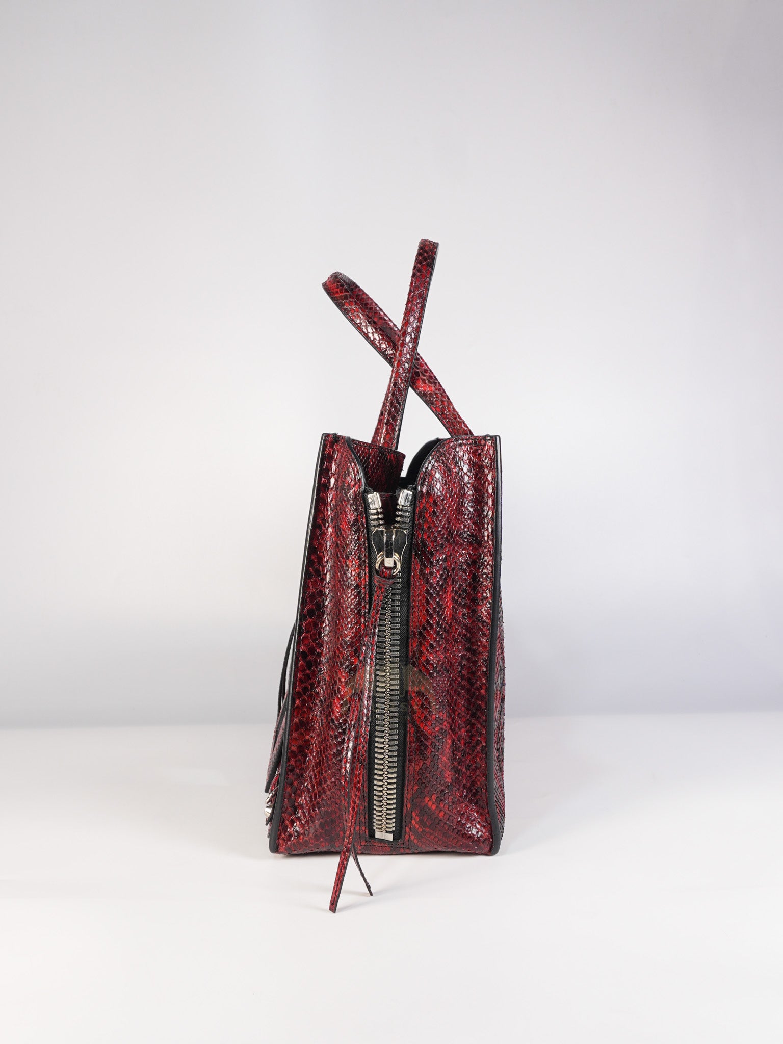 Papier A6 Red/Black Python Exotic Leather Zip Around Crossbody Bag | Purse Maison Luxury Bags Shop