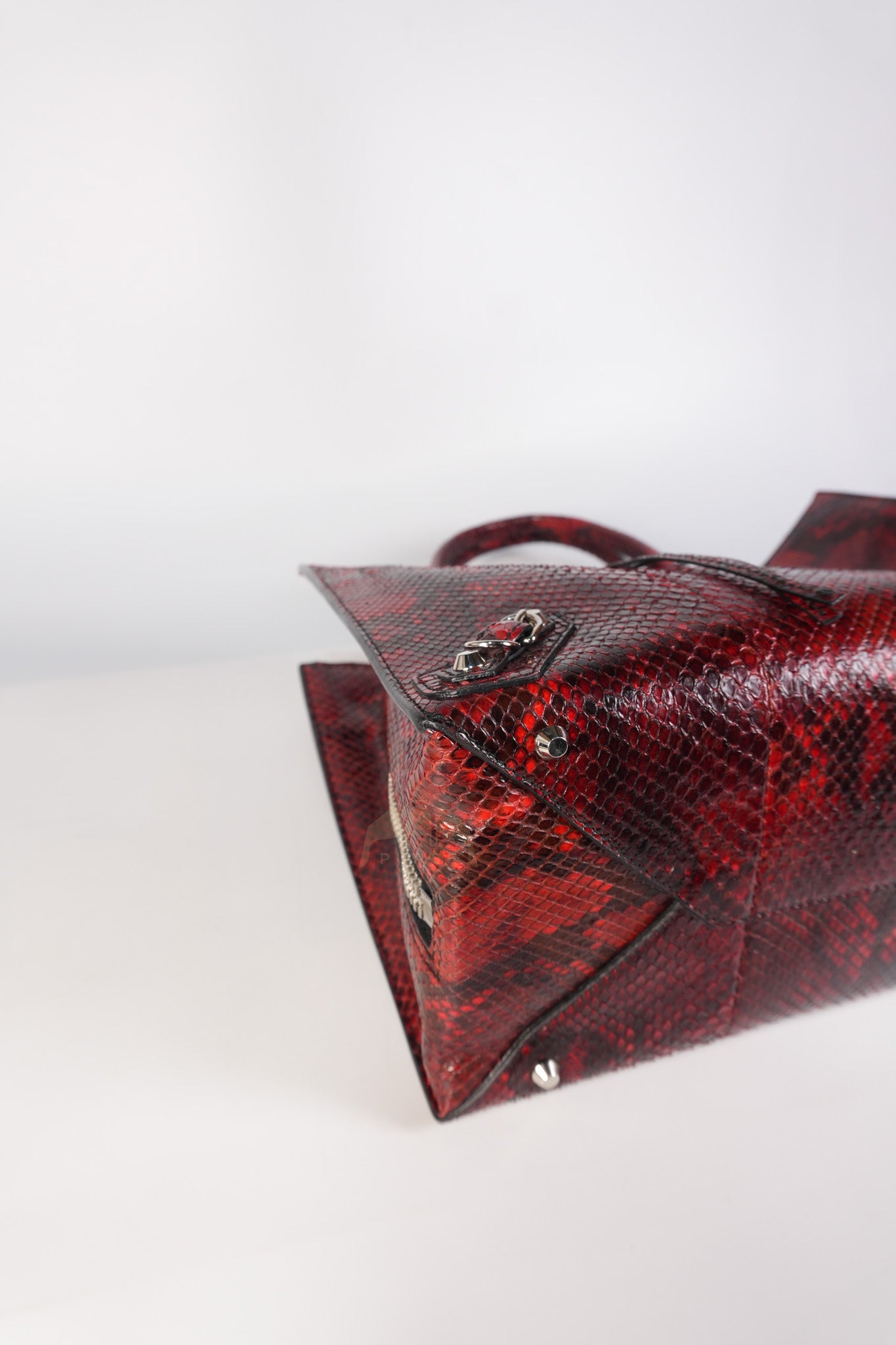 Papier A6 Red/Black Python Exotic Leather Zip Around Crossbody Bag | Purse Maison Luxury Bags Shop