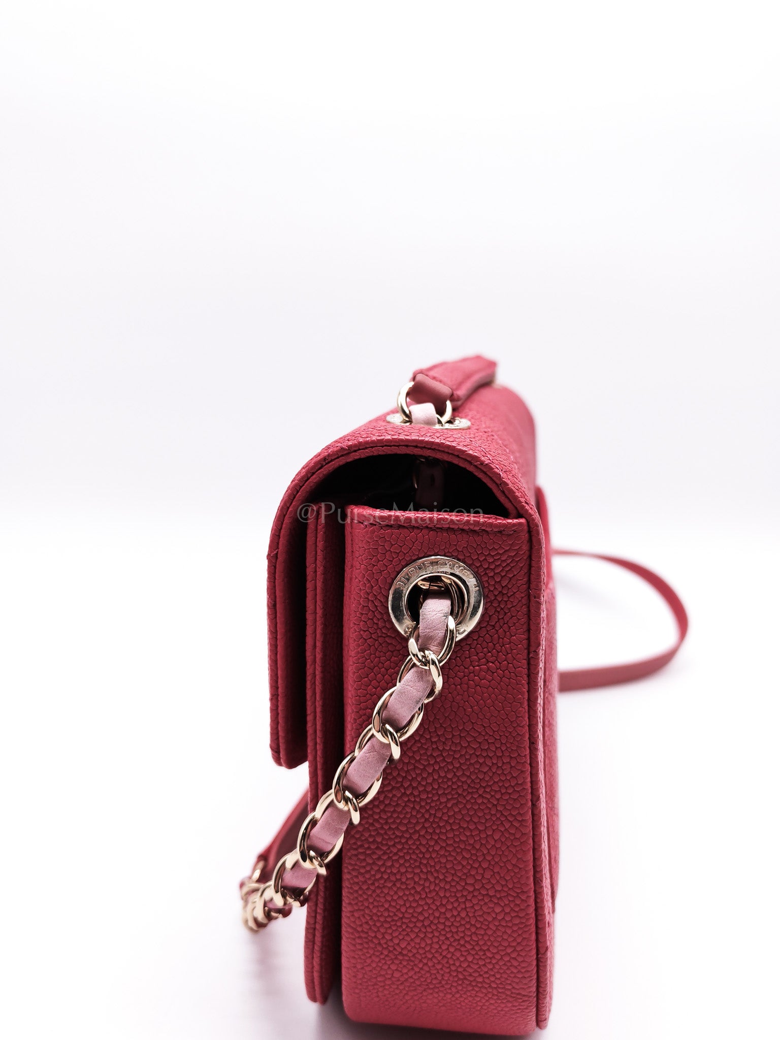 Paris-Cuba Thread Around Flap in Red Cavial Leather and Light Gold Hardware Series 25 | Purse Maison Luxury Bags Shop