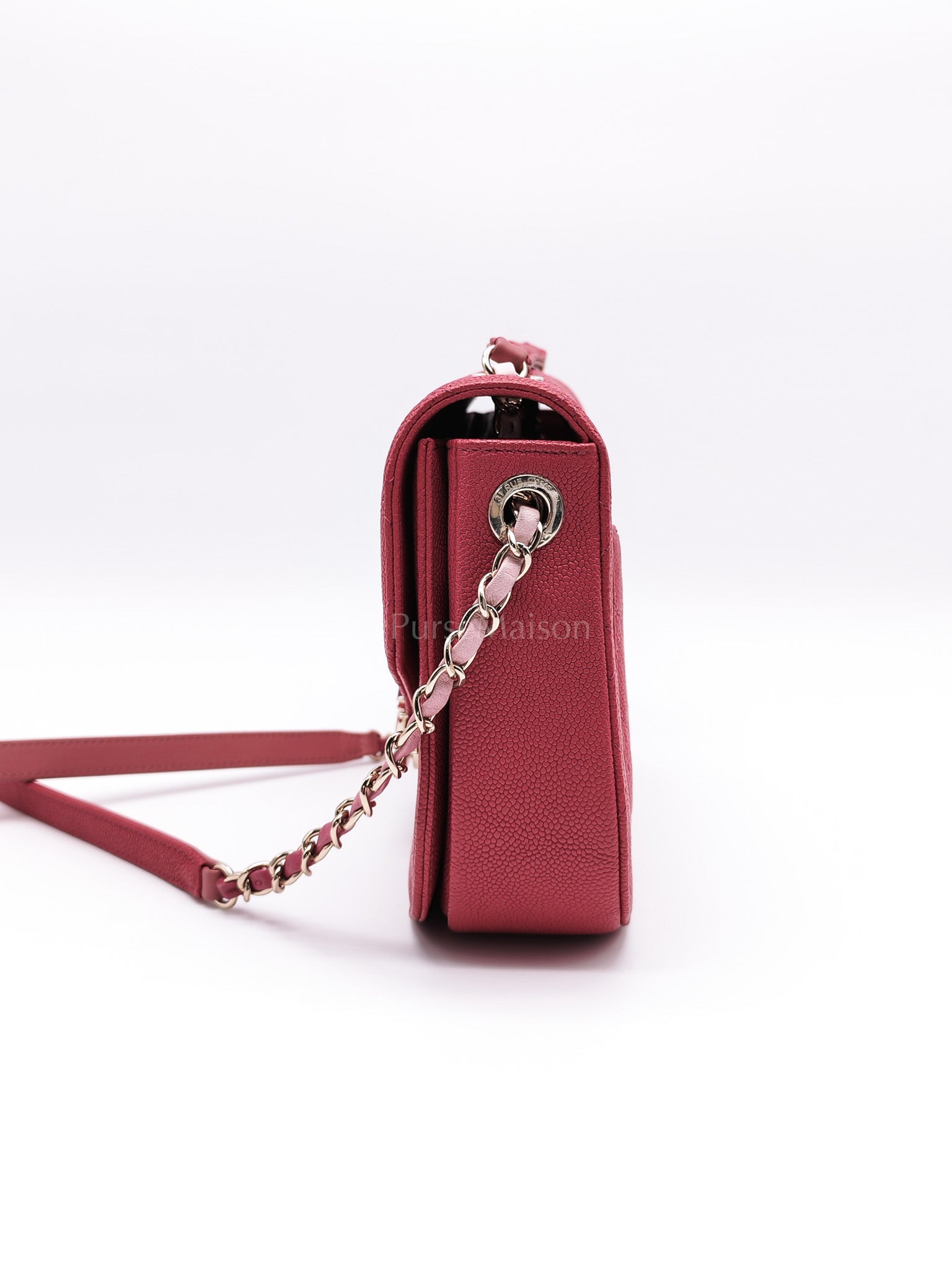 Paris-Cuba Thread Around Flap in Red Cavial Leather and Light Gold Hardware Series 25 | Purse Maison Luxury Bags Shop
