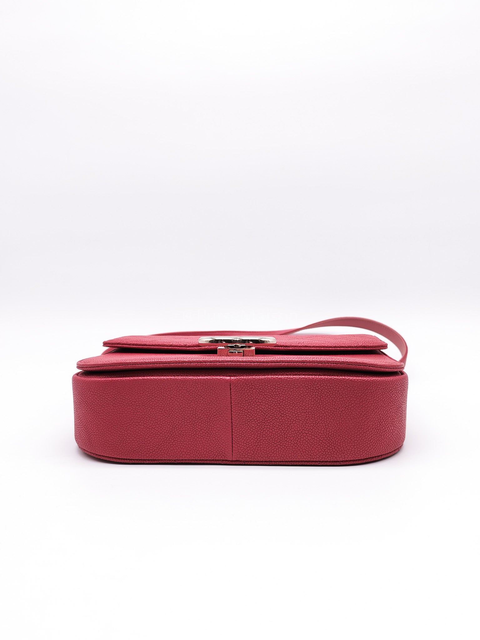 Paris-Cuba Thread Around Flap in Red Cavial Leather and Light Gold Hardware Series 25 | Purse Maison Luxury Bags Shop