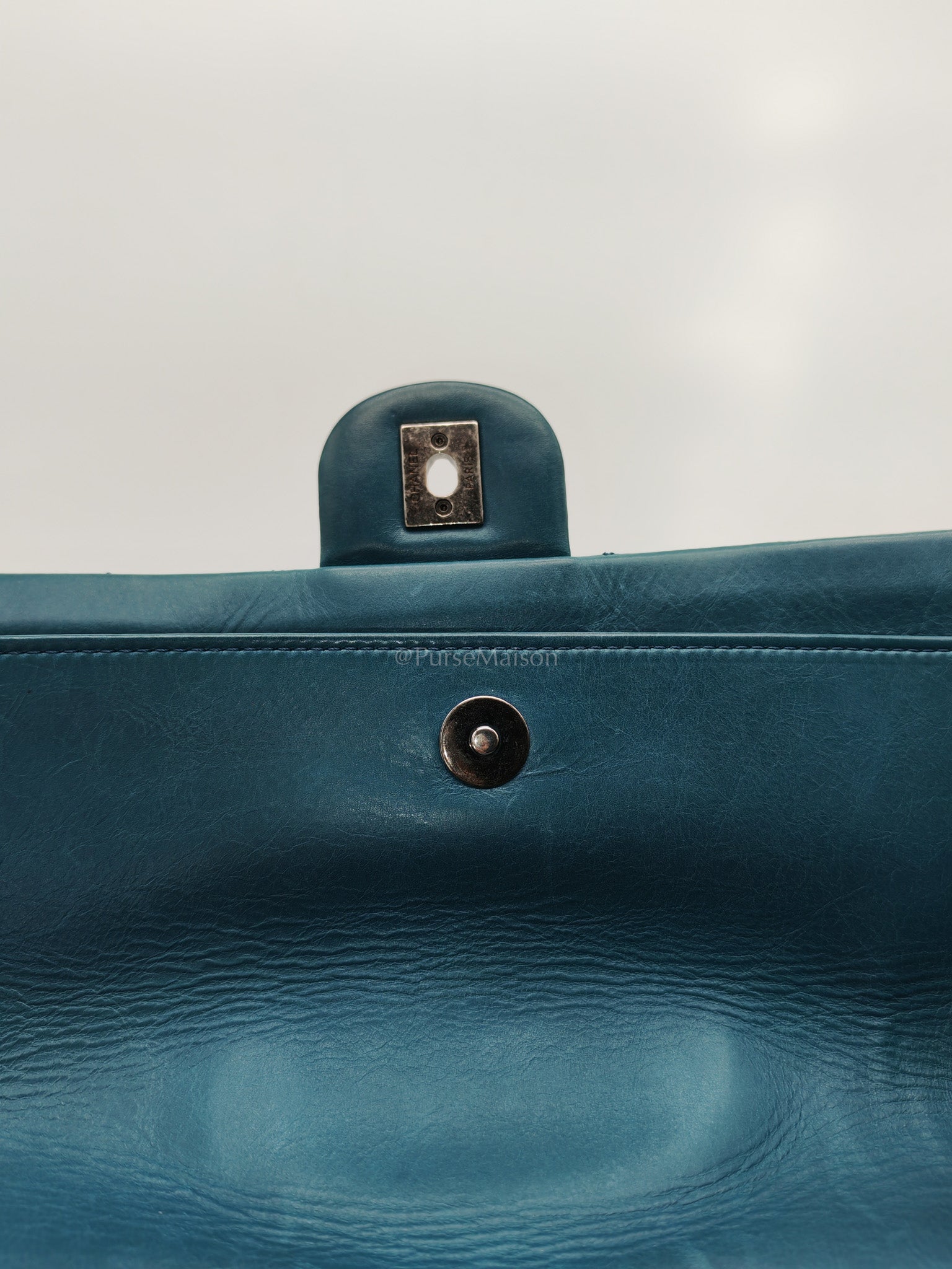 Paris Dallas CC Double Flap in Turquoise Quilted Calfskin Leather Ruthenium Hardware (Series 19) | Purse Maison Luxury Bags Shop