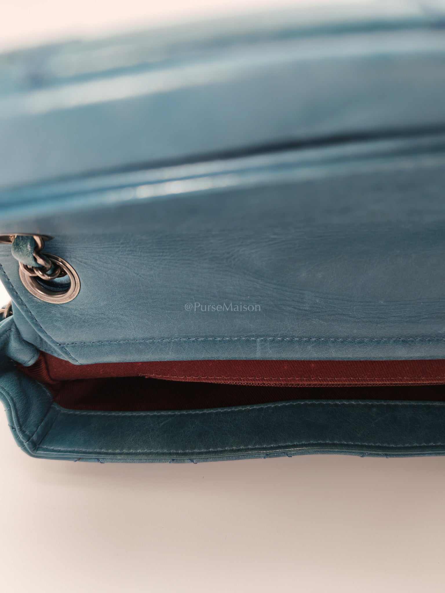 Paris Dallas CC Double Flap in Turquoise Quilted Calfskin Leather Ruthenium Hardware (Series 19) | Purse Maison Luxury Bags Shop